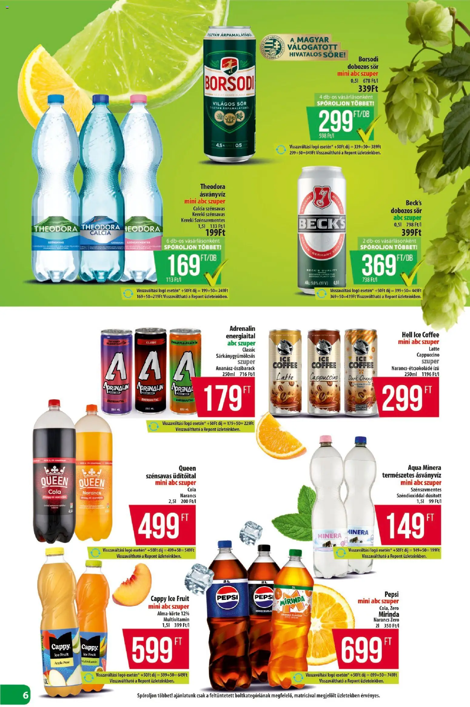 COOP akciós ujság - amely érvényes a következő dátumtól: 15.01.2026 | Oldal: 6 | Termékek: Energiaital, Cola, Narancs, Multivitamin