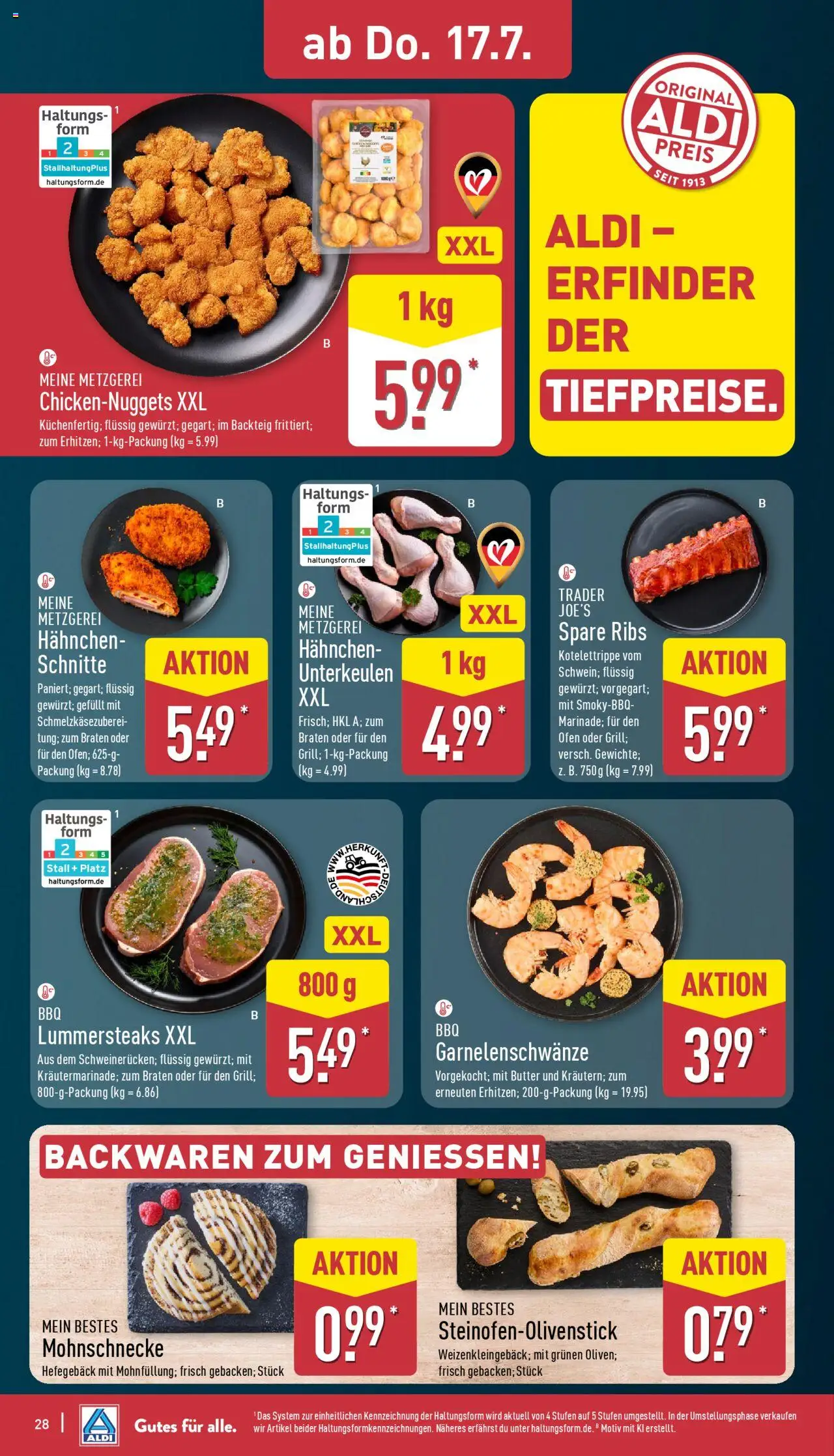Aldi Prospekt 	 - gültig ab dem 14.07.2025 | Seite: 28 | Produkte: Ofen, Hahnchen, Butter, Spare ribs
