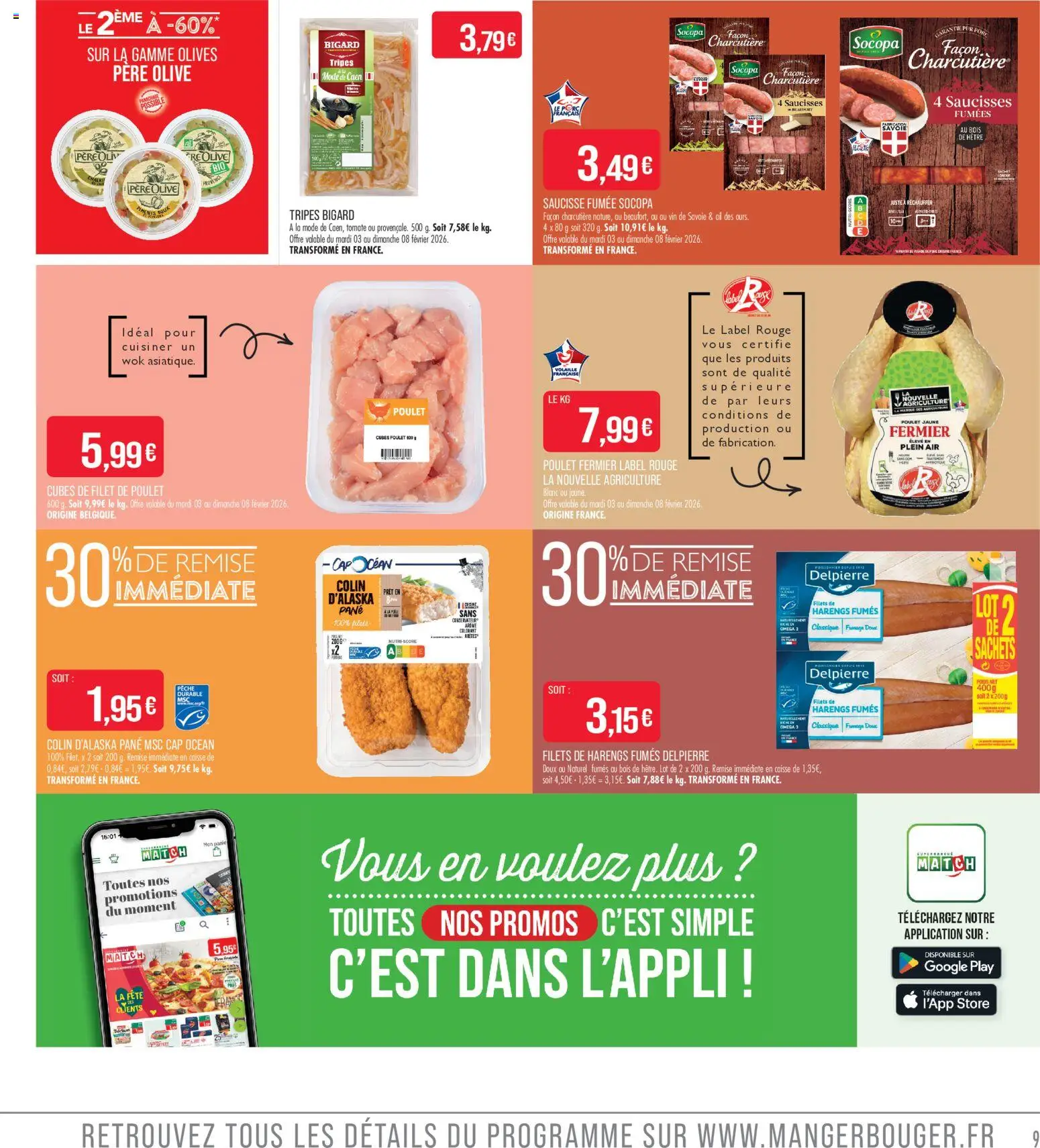 {H1} | Page: 9 | Produits: Olive, Pêche, Volaille, Saucisse fumée