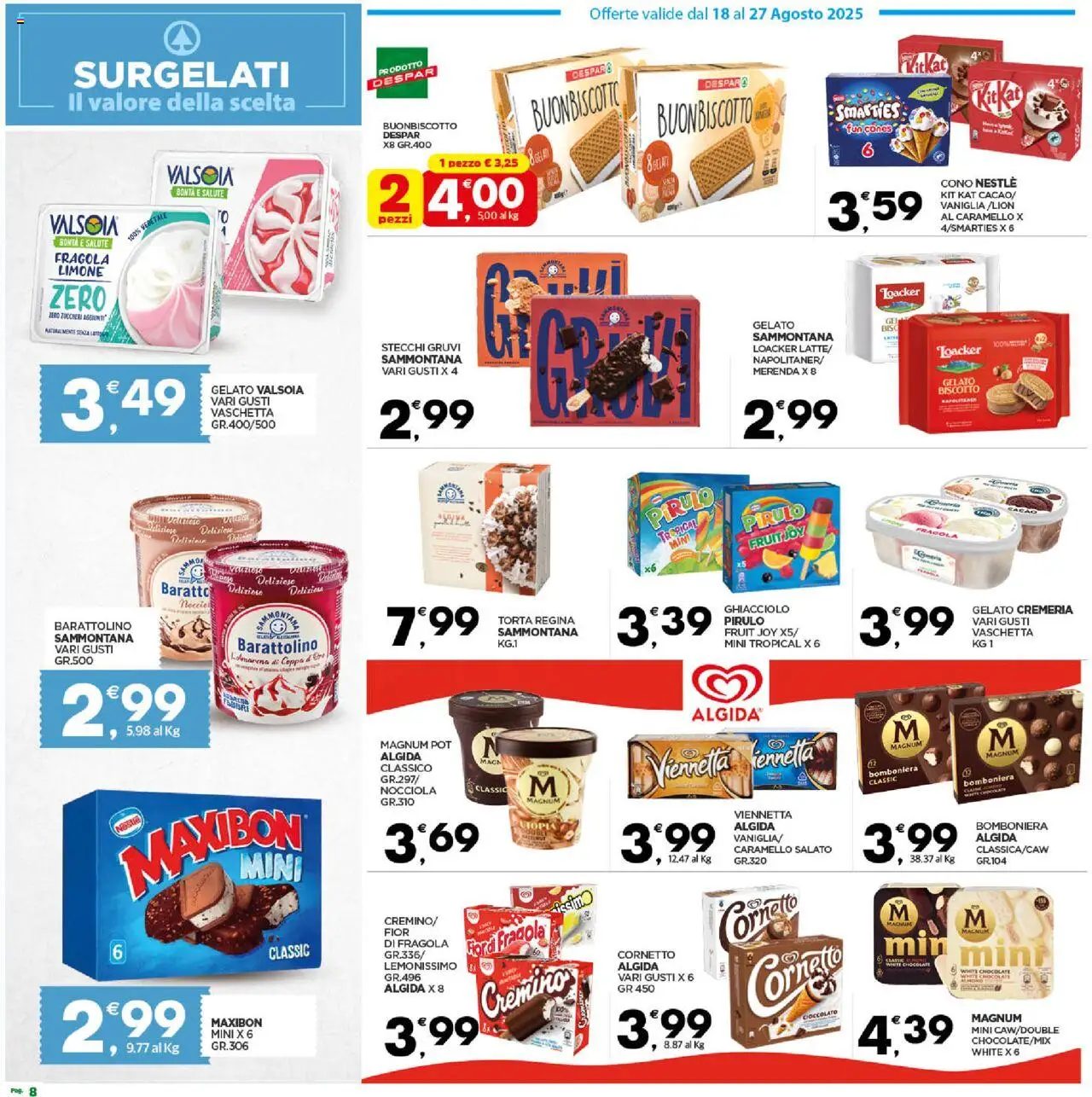 Volantino Despar del 24.08.2025 | Pagina: 8 | Prodotti: Cornetto, Limone, Torta, Cacao