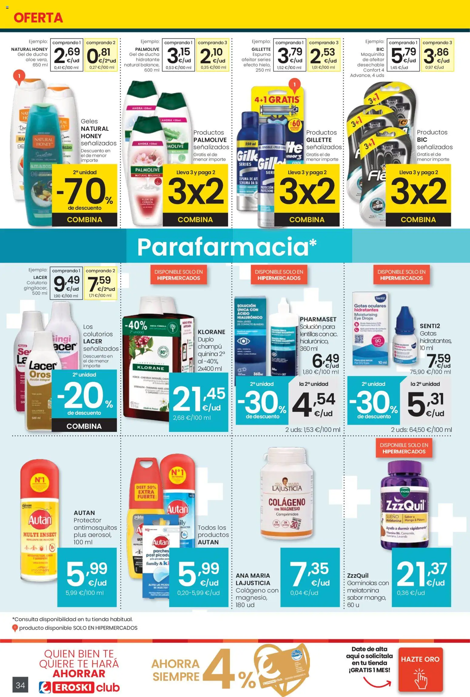 Eroski - Viste tu cesta de primavera  │ válido desde el 12.03.2026 | Página: 34 | Productos: Champú, Gel de ducha, Té, Ducha