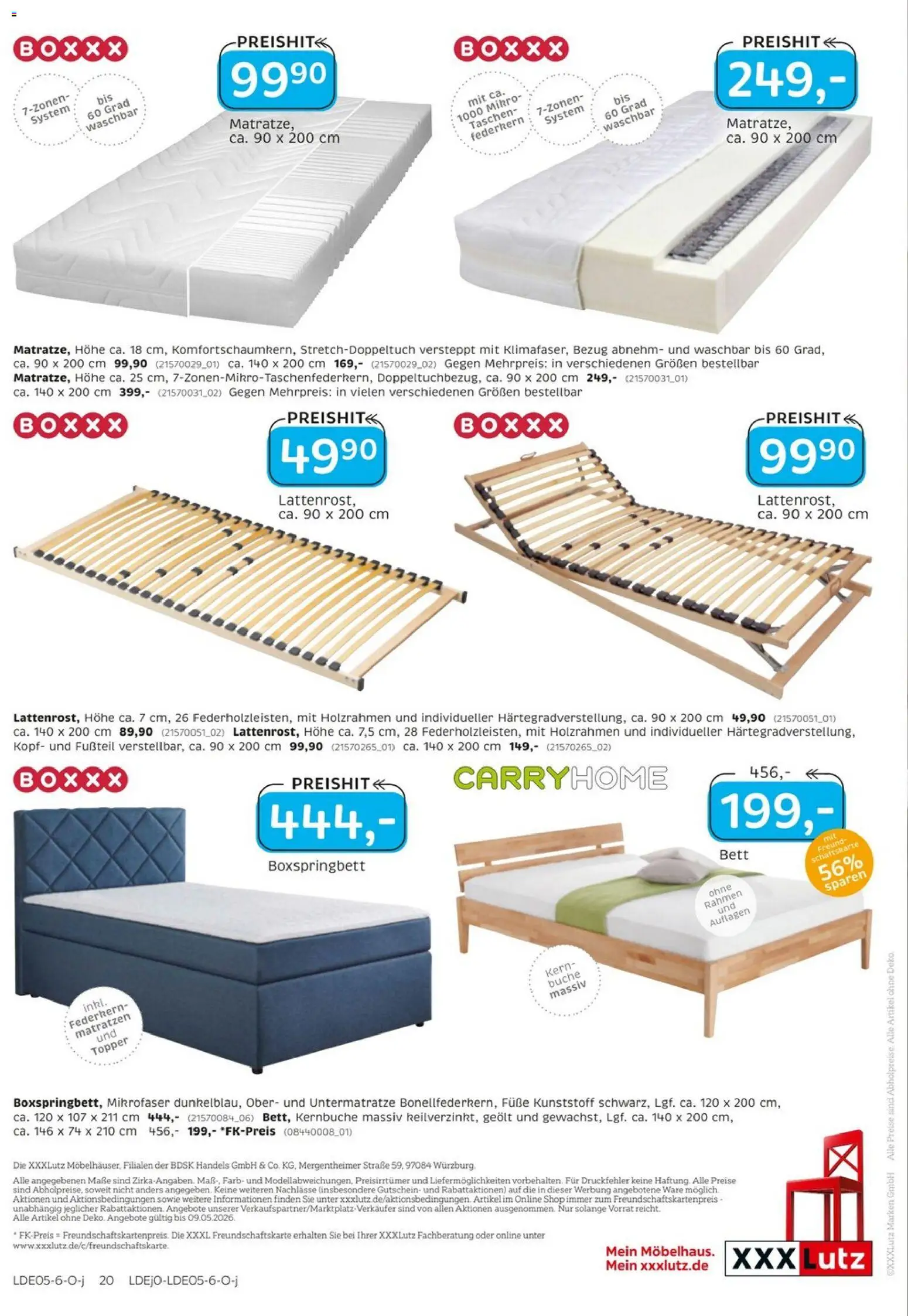 XXXLutz Junges Wohnen – gültig ab 25.04.2026 | Seite: 20 | Produkte: Bett, Boxspringbett, Topper