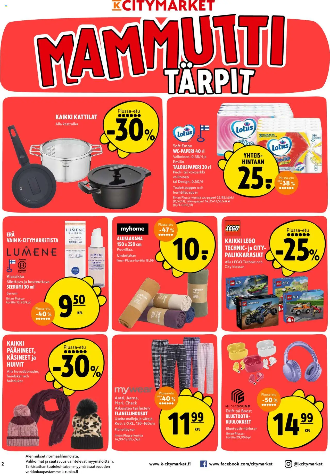 K-Citymarket tarjoukset – voimassa 13.10.2025 alkaen | Sivu: 2 | Tuotteet: Aluslakana, Seerumi, Käsineet, Kuulokkeet