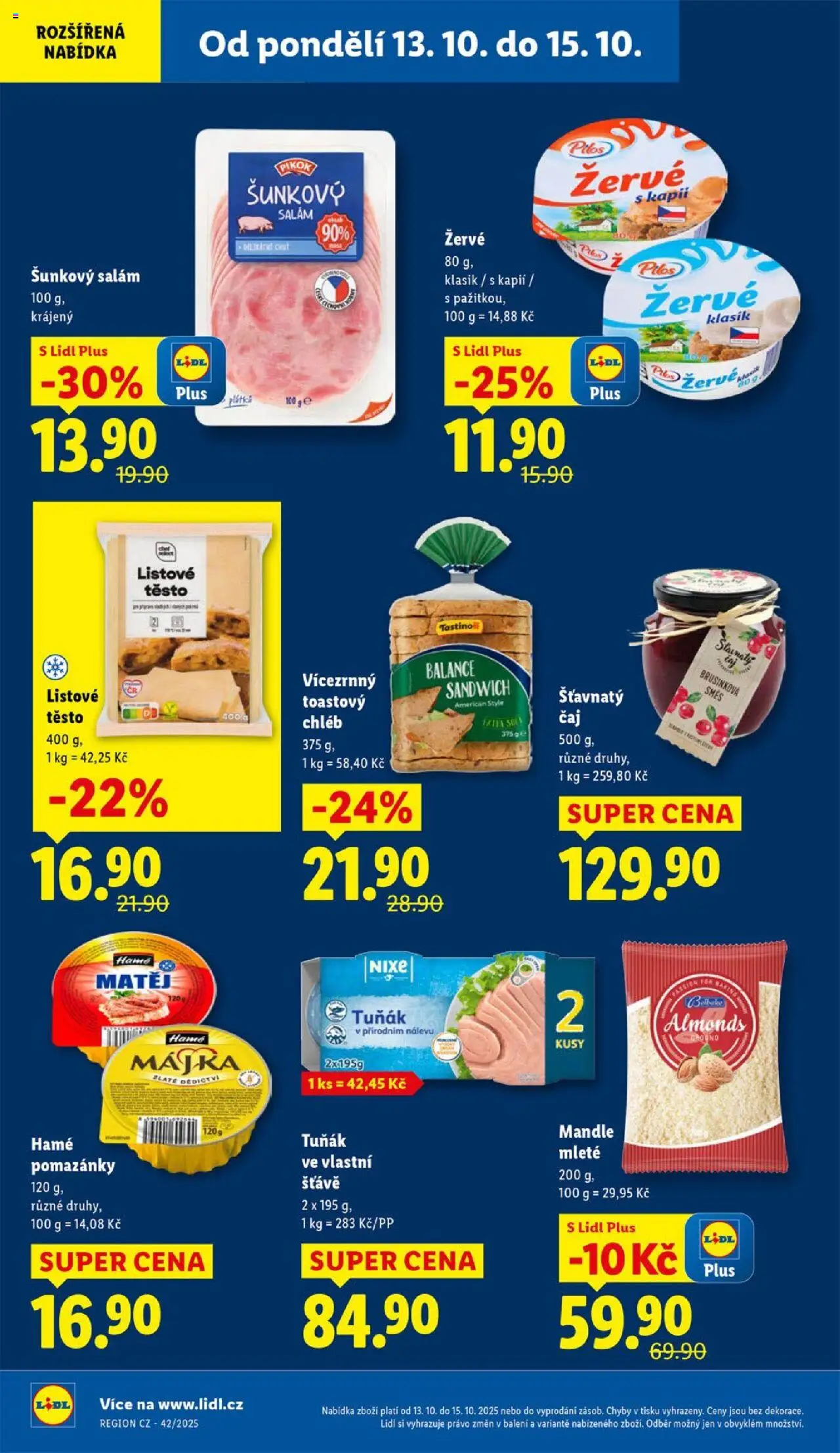 Lidl leták od 13.10.2025 | Strana: 22 | Produkty: Salám, Tuňák ve vlastní šťávě, Žervé, Šunkový salám