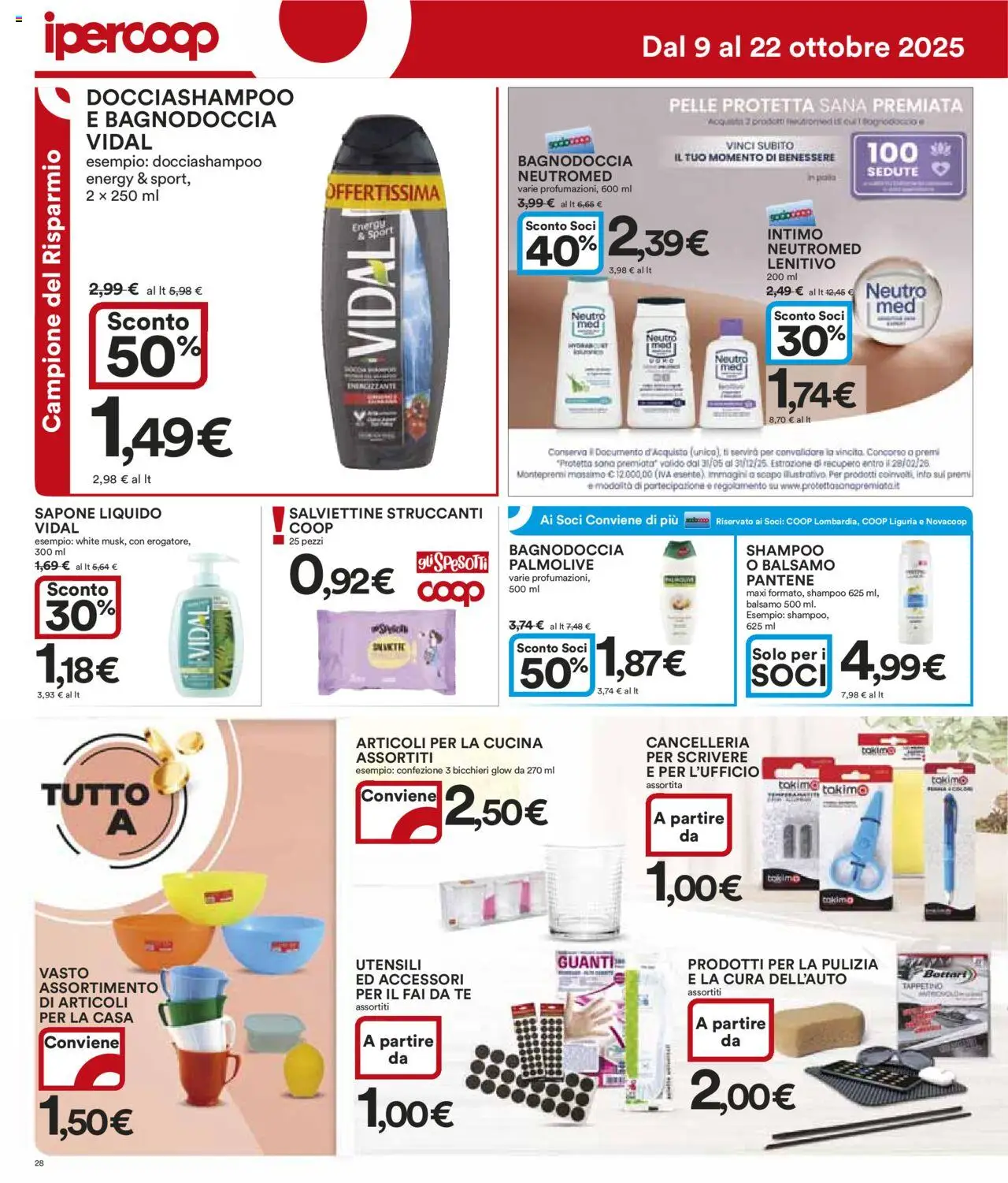 Volantino Ipercoop del 09.10.2025 | Pagina: 28 | Prodotti: Shampoo, Balsamo, Sapone, Tè