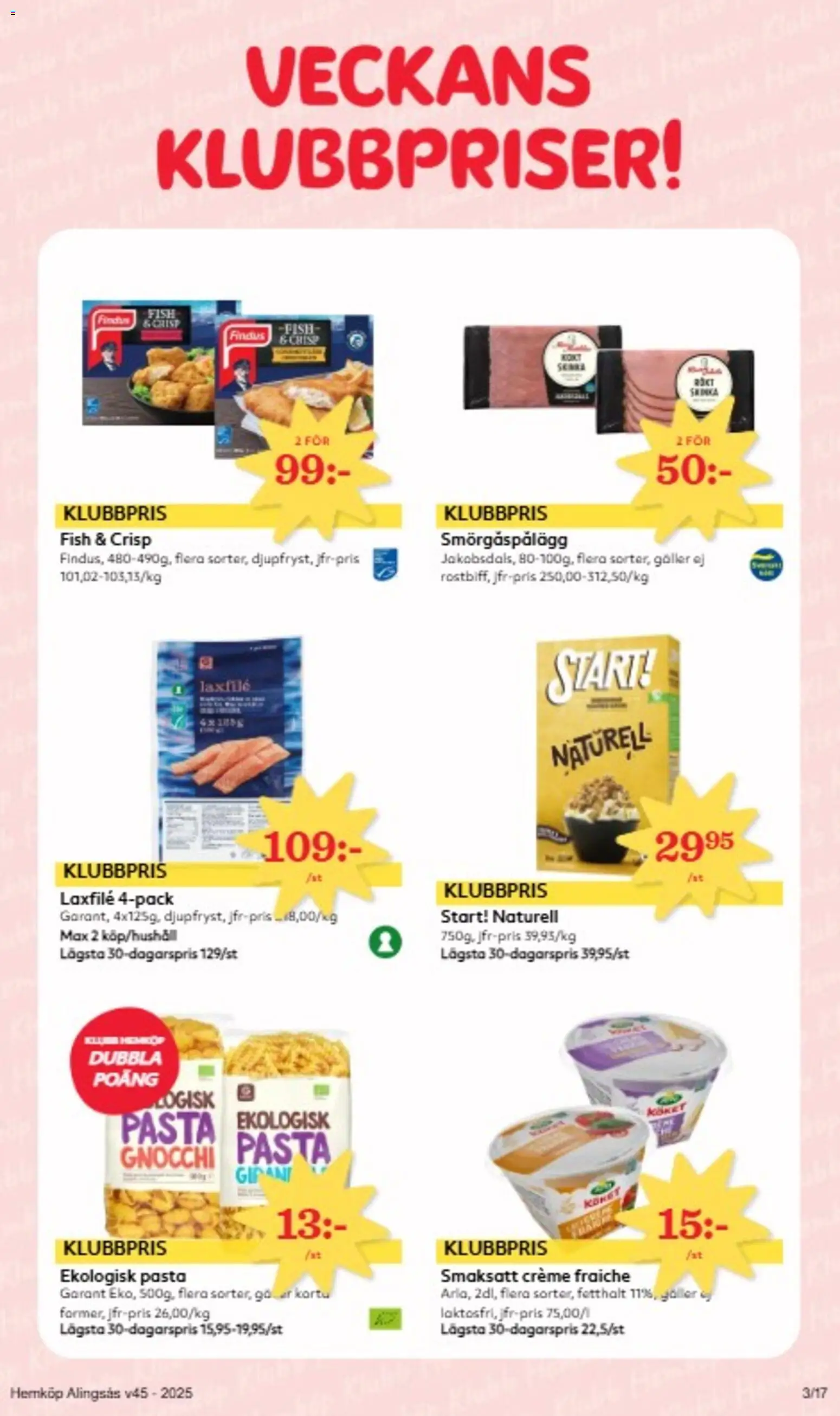Hemköp reklamblad aktuell från 03.11.2025 | Sida: 3 | Produkter: Galler, Smörgåspålägg, Creme fraiche, Pasta