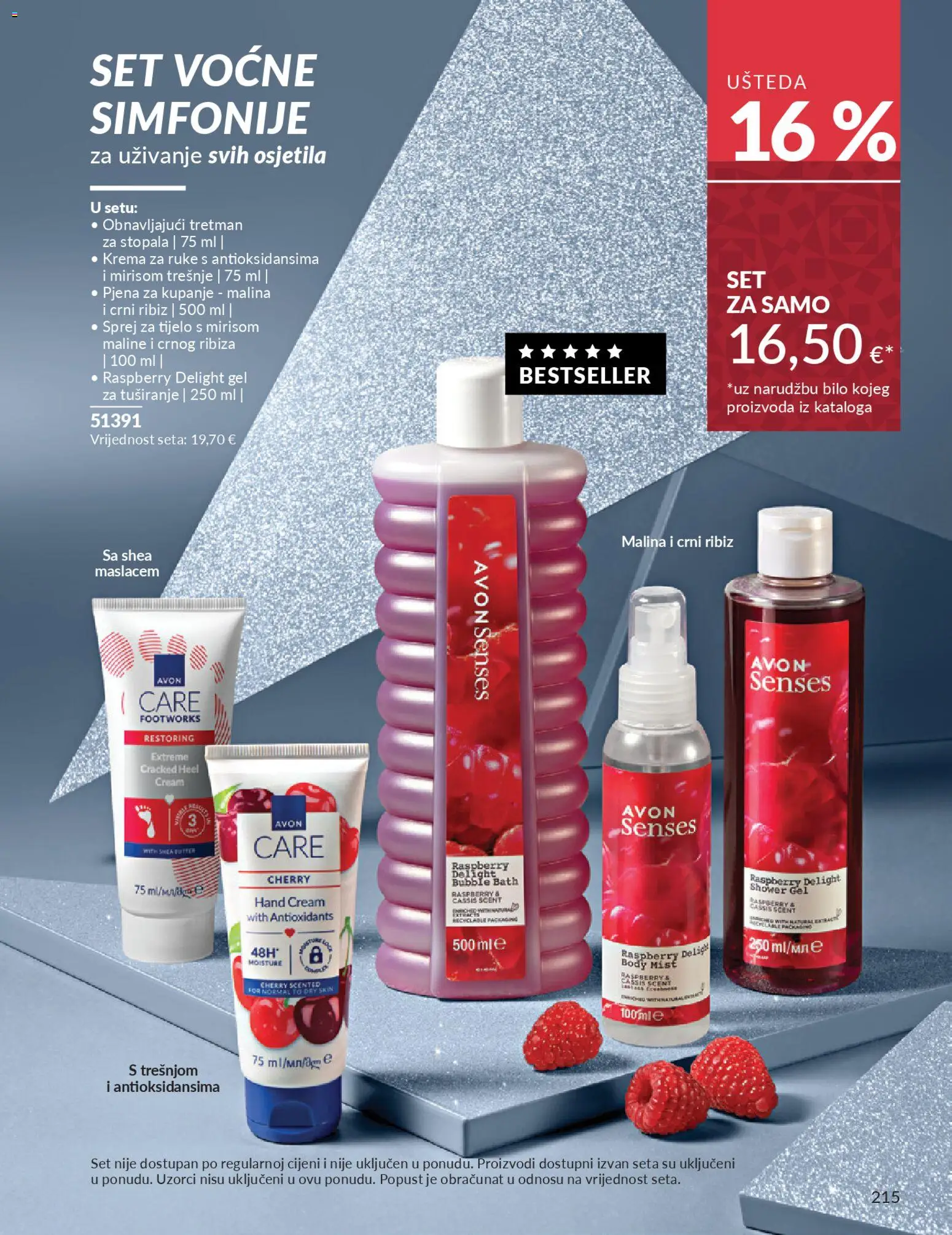 Avon katalog | vrijedi od 31.10.2025 | Stranica: 215 | Proizvodi: Sprej za tijelo, Krema za ruke, Krema, Maline
