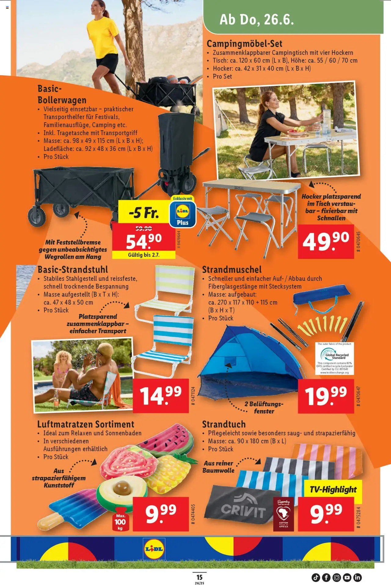 Lidl Aktionen ab 26.06.2025 | Seite: 21 | Produkte: Tisch, Hocker, Strandtuch