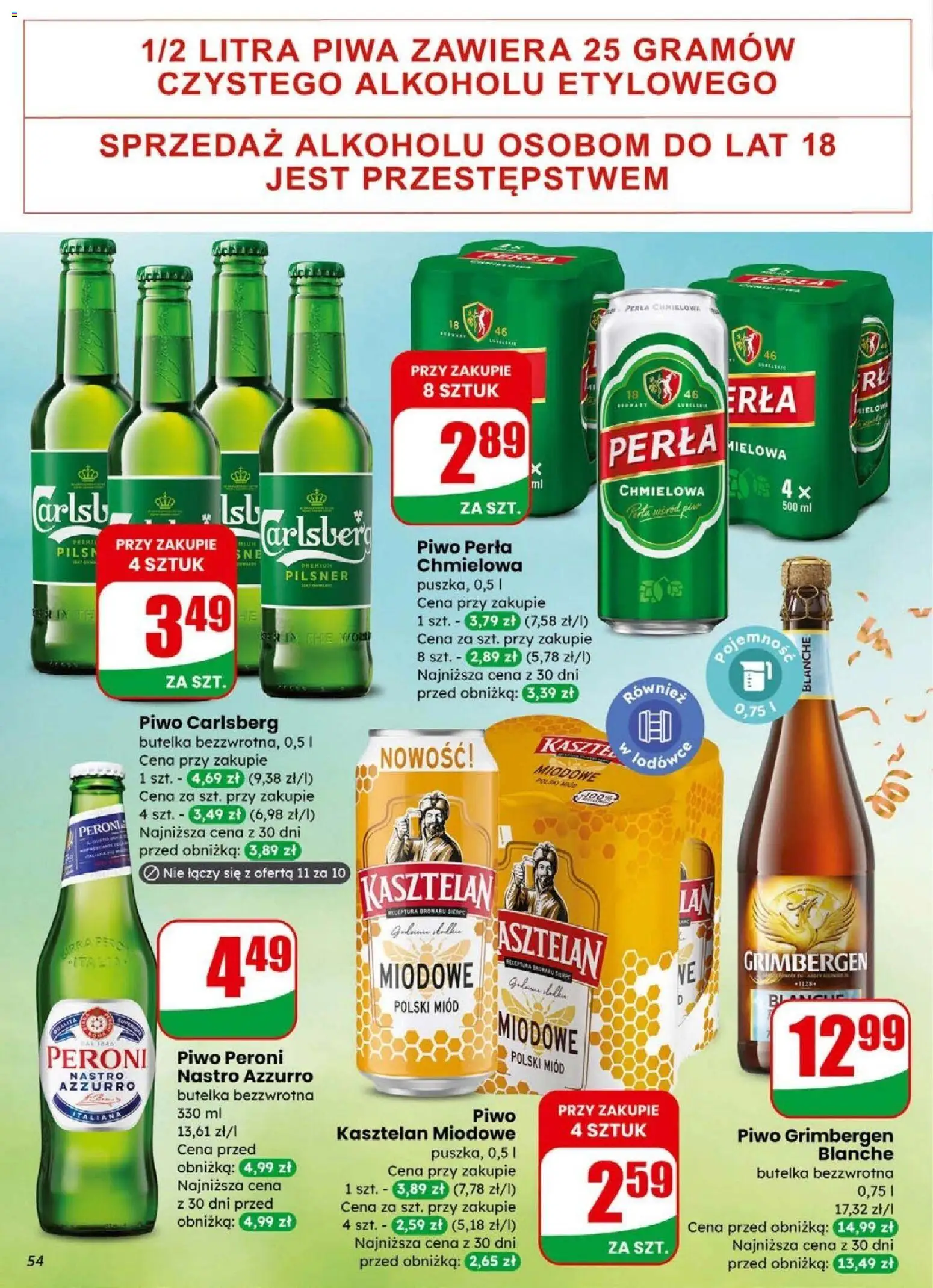Dino Gazetka od 31.12.2025 | Strona: 54 | Produkty: Miód, Piwo grimbergen, Piwo Carlsberg, Piwo