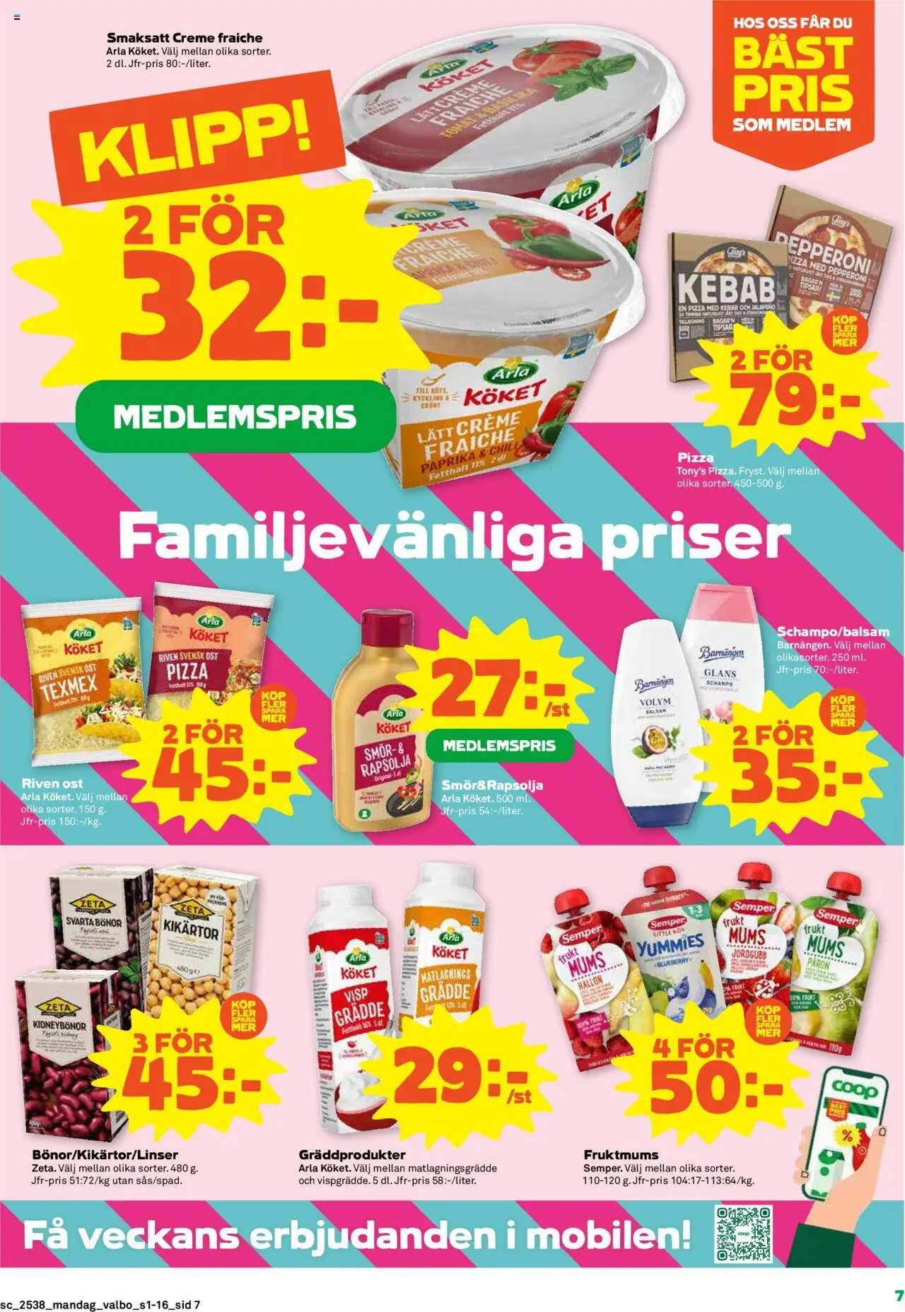 Coop Forum reklamblad aktuell från 15.09.2025 | Sida: 7 | Produkter: Schampo, Kidneybönor, Grädde, Matlagningsgrädde