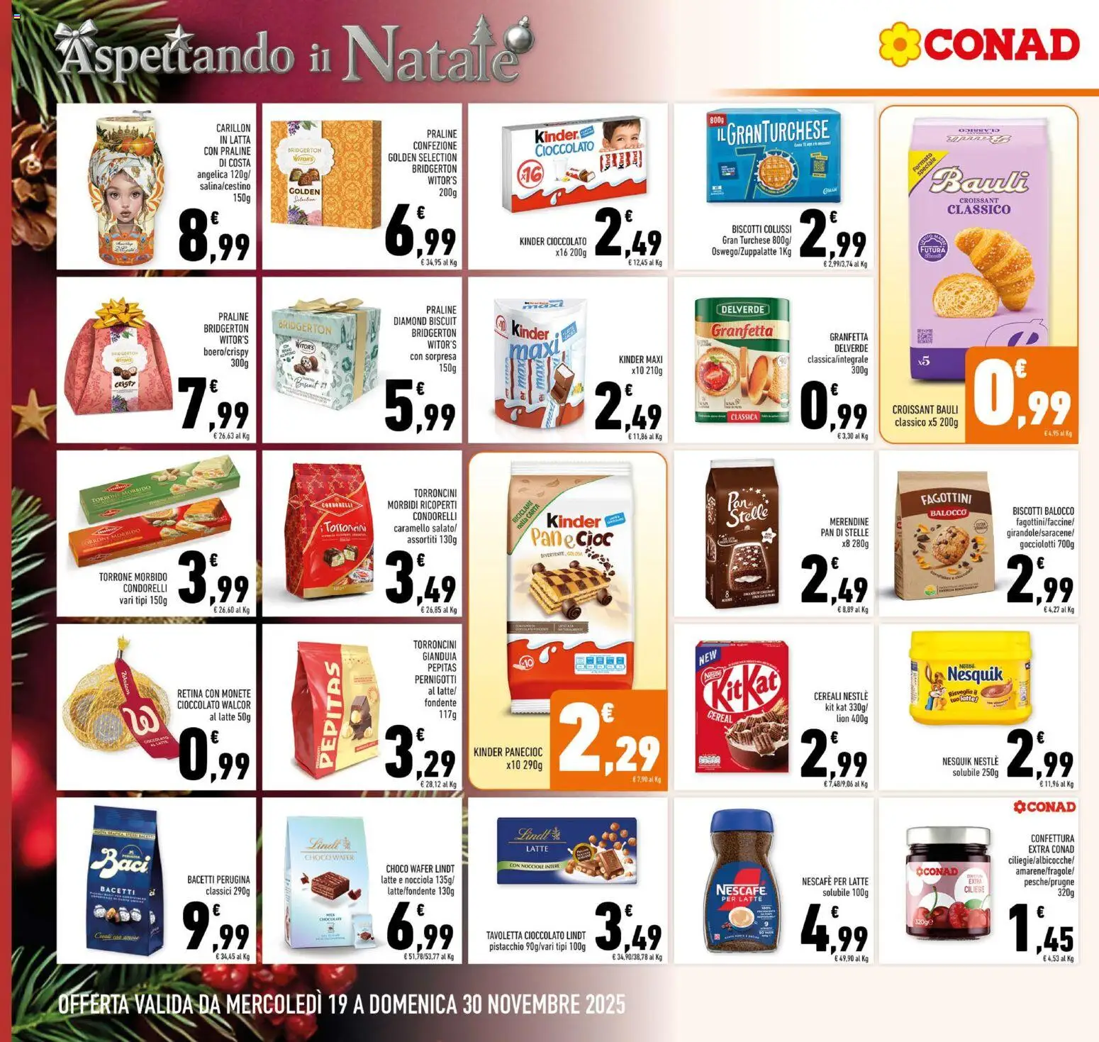 Volantino Conad del 19.11.2025 | Pagina: 14 | Prodotti: Cioccolato, Latte, Croissant, Merendine