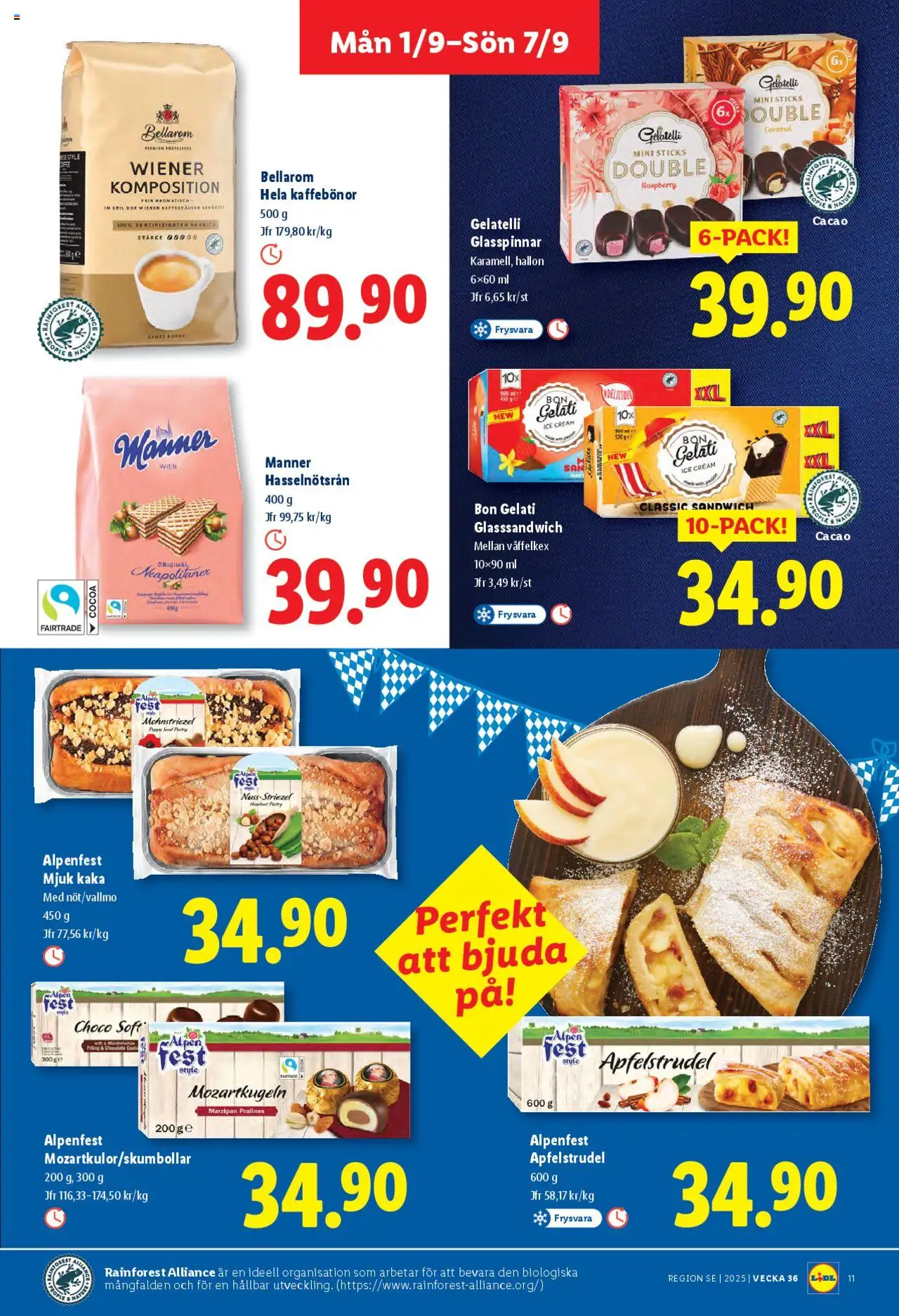 Lidl reklamblad aktuell från 01.09.2025 | Sida: 11 | Produkter: Sandwich, Glasspinnar, Hallon