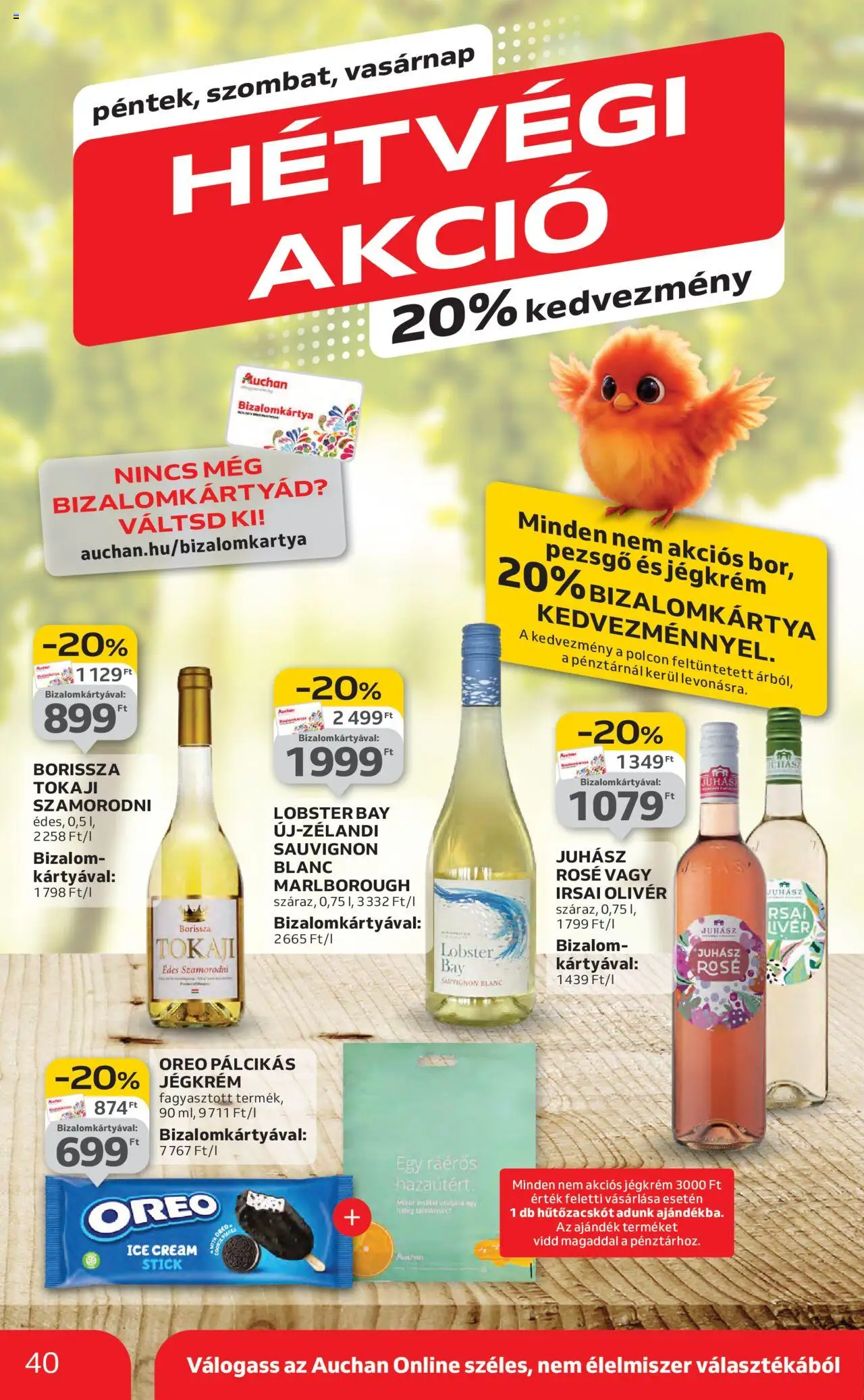 Auchan akciós ujság - amely érvényes a következő dátumtól: 14.08.2025 | Oldal: 40 | Termékek: Pezsgő, Jégkrém, Pálcikás jégkrém