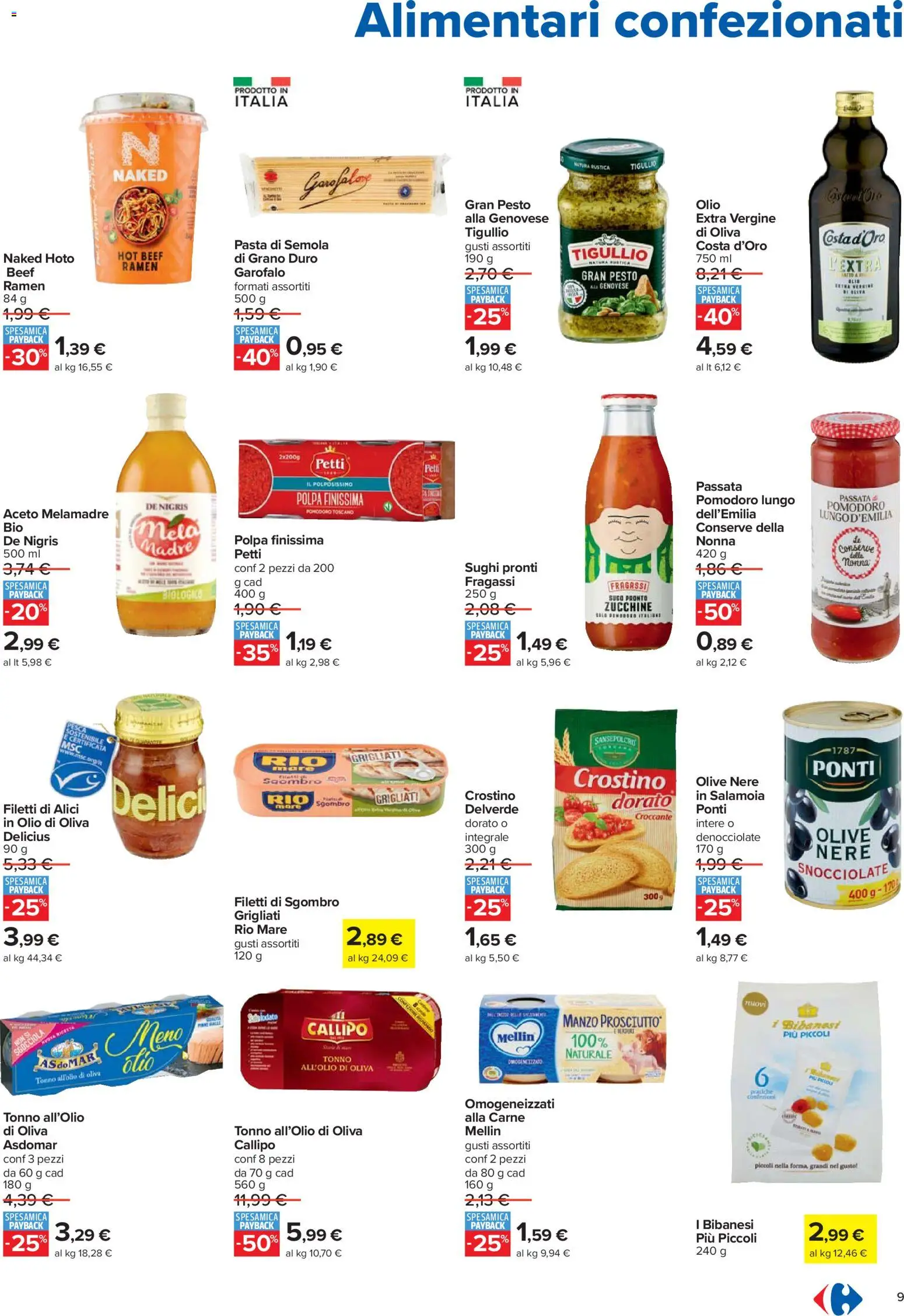 Volantino Carrefour del 27.11.2025 | Pagina: 9 | Prodotti: Olio, Pesto, Zucchine, Sgombro