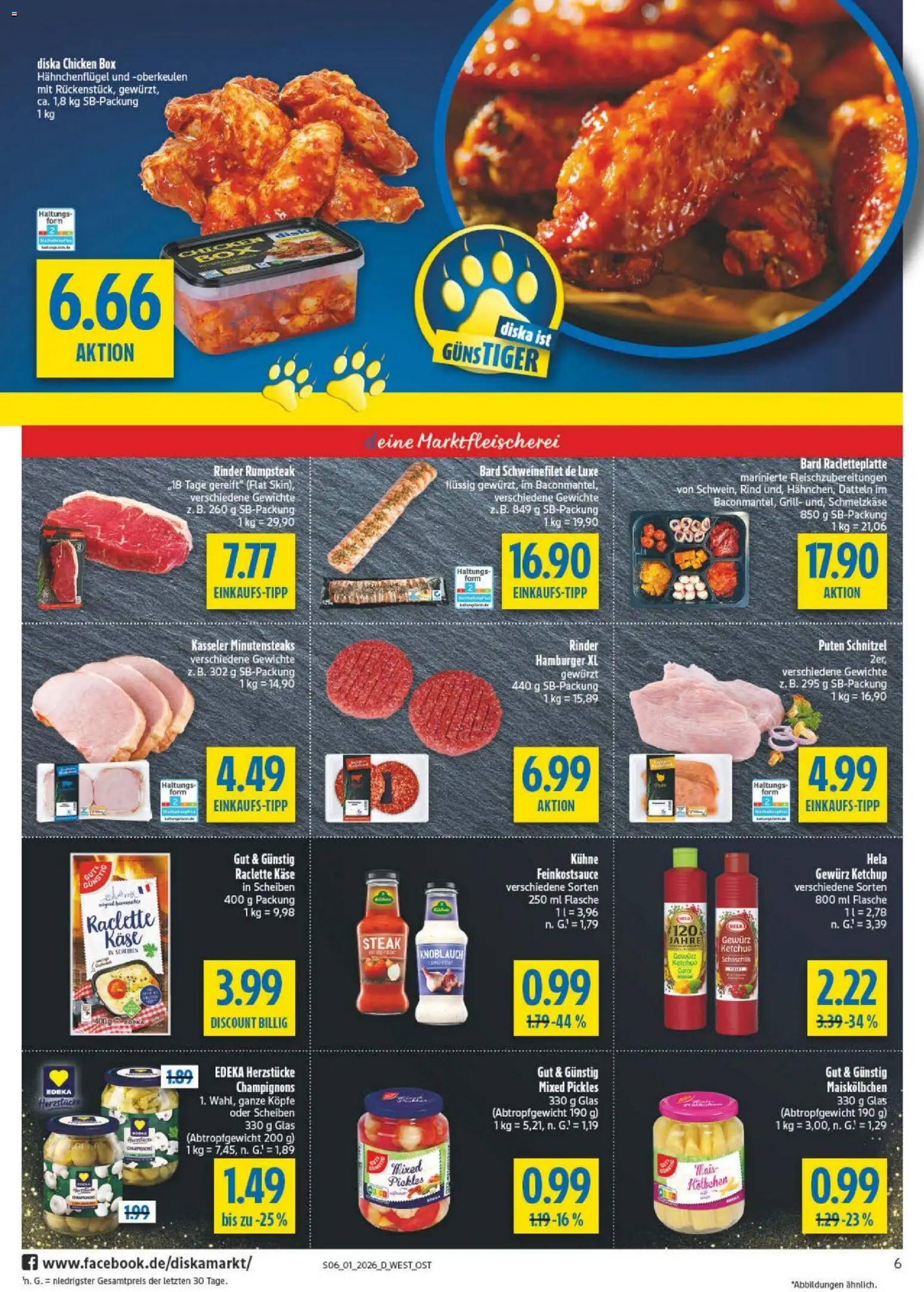 Diska - Diska Angebote Sachsen-Thüringen KW01 – gültig ab 29.12.2025 | Seite: 6 | Produkte: Box, Champignons, Raclette, Steak