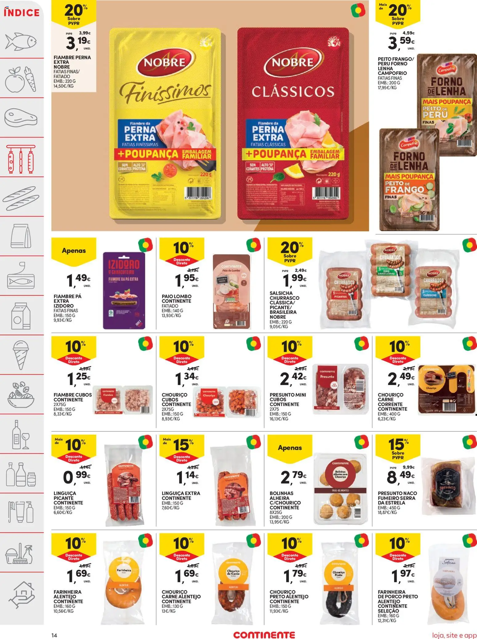 Continente folheto │ válido de 11.11.2025 | Página: 14 | Produtos: Peru, Linguiça, Lombo, Presunto