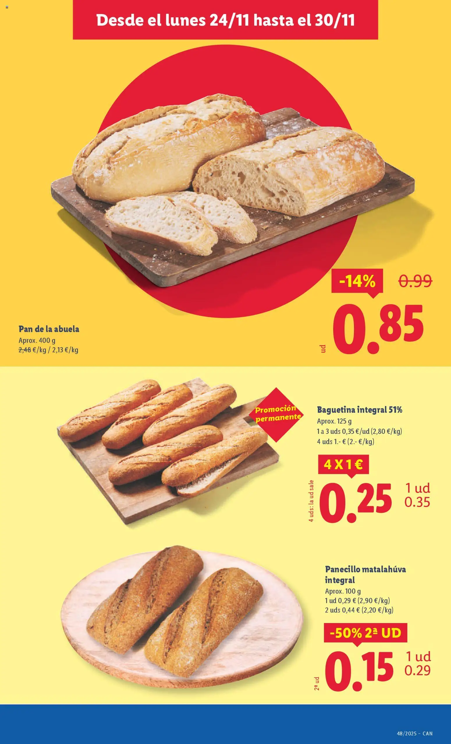 Lidl - Canarias  │ válido desde el 24.11.2025 | Página: 15 | Productos: Pan