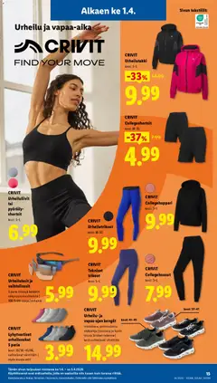Lidl-mainoslehti voimassa 01.04.2026 alkaen | Sivu: 17 | Tuotteet: Urheilulasit, Urheiluliivit, Shortsit, Trikoot