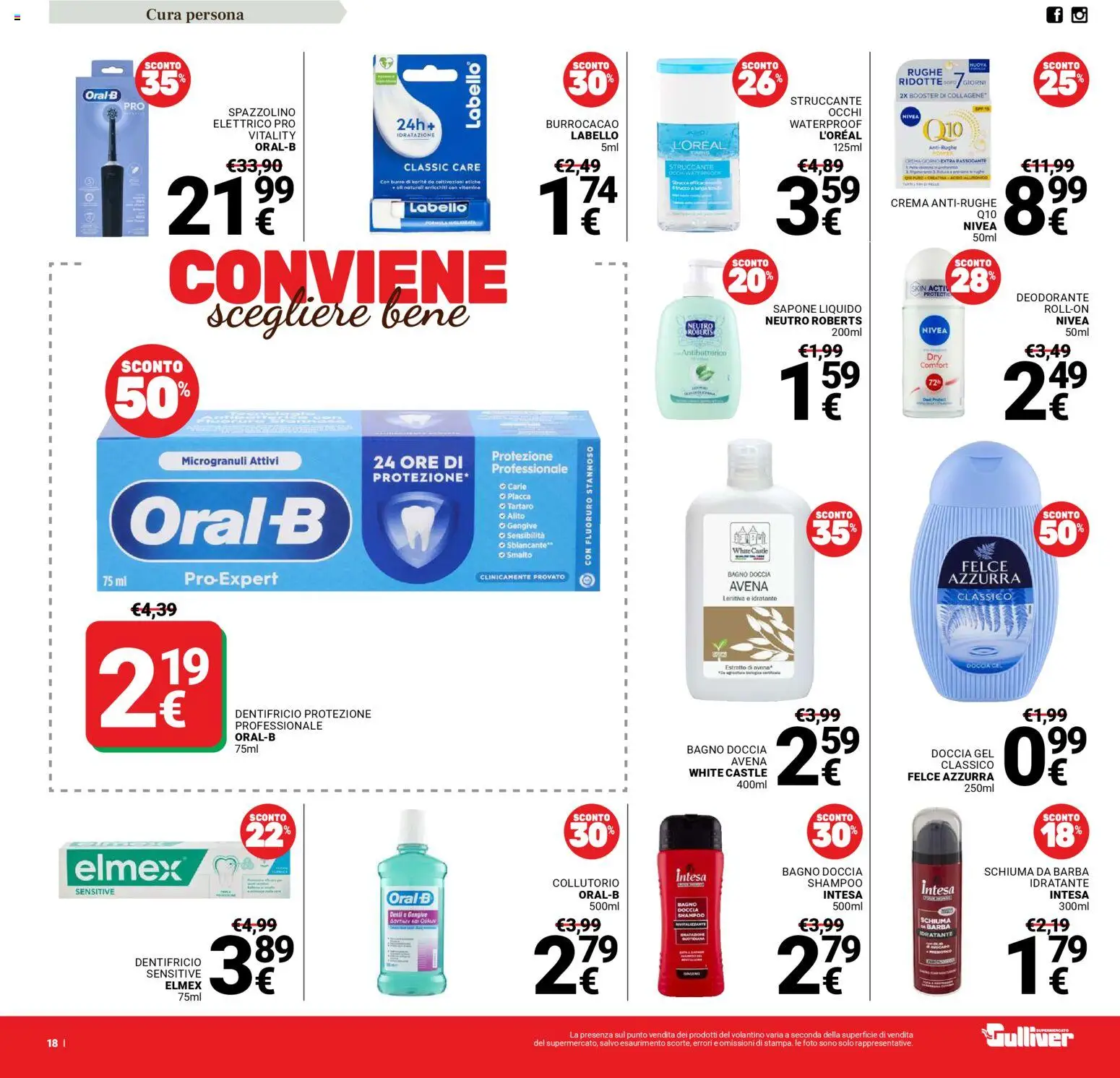 Volantino Gulliver del 13.01.2026 | Pagina: 18 | Prodotti: Shampoo, Crema, Spazzolino, Burro