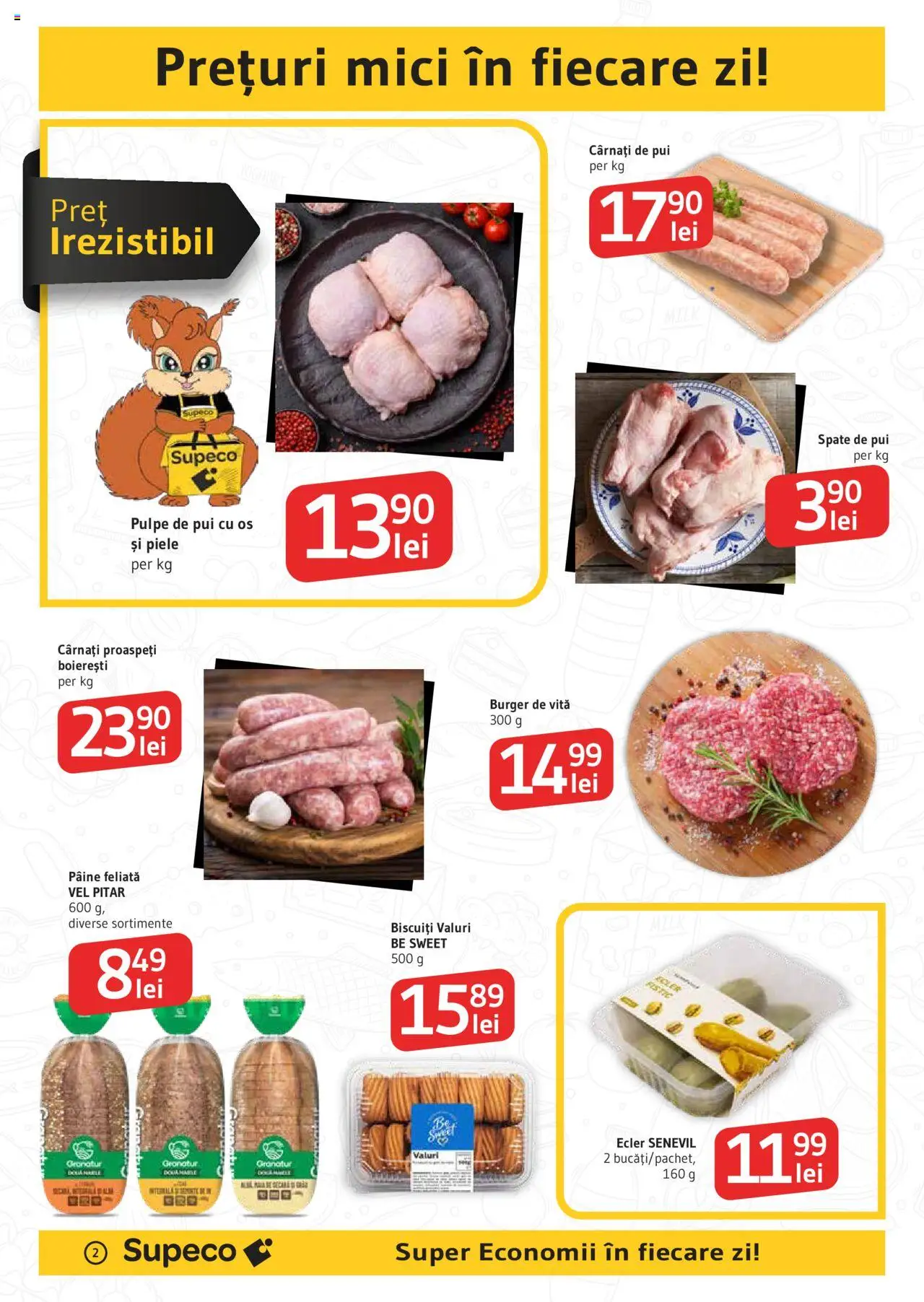 Noul catalog Supeco – valabil de la 18.09.2025 | Pagină: 2 | Produse: Hacıyatmaz Kedi Oyuncağı, Pâine, Fistic, Burger