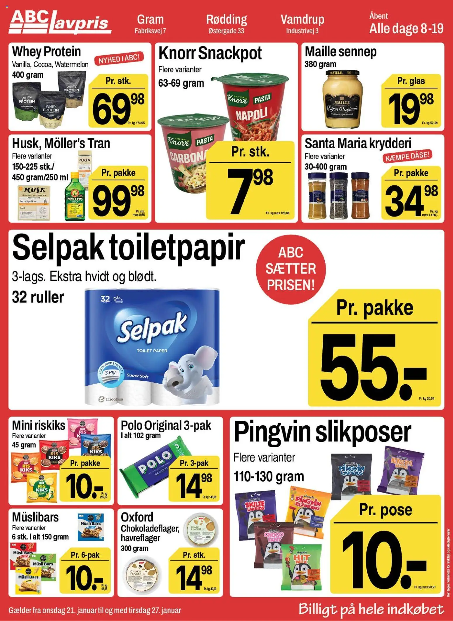 Abc Lavpris tilbudsavis – gyldig fra 21.01.2026 | Side: 2 | Produkter: Toilet, Lakrids, Sennep, Müsli