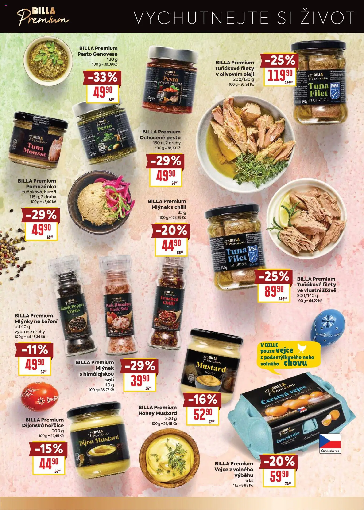 Billa leták - Prémiové delikatesy od 04.03.2026 | Strana: 14 | Produkty: Vejce, Pesto, Hořčice, Mlýnek