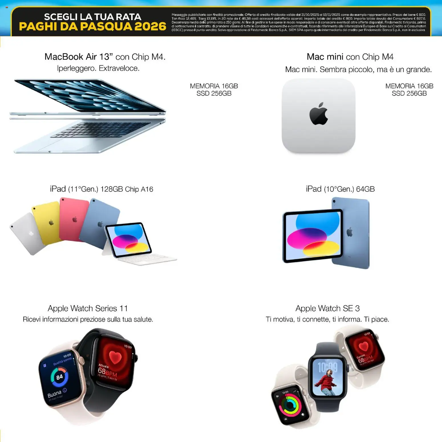 Volantino Euronics del 31.10.2025 | Pagina: 14 | Prodotti: Macbook air, Ipad, Apple Watch, Macbook