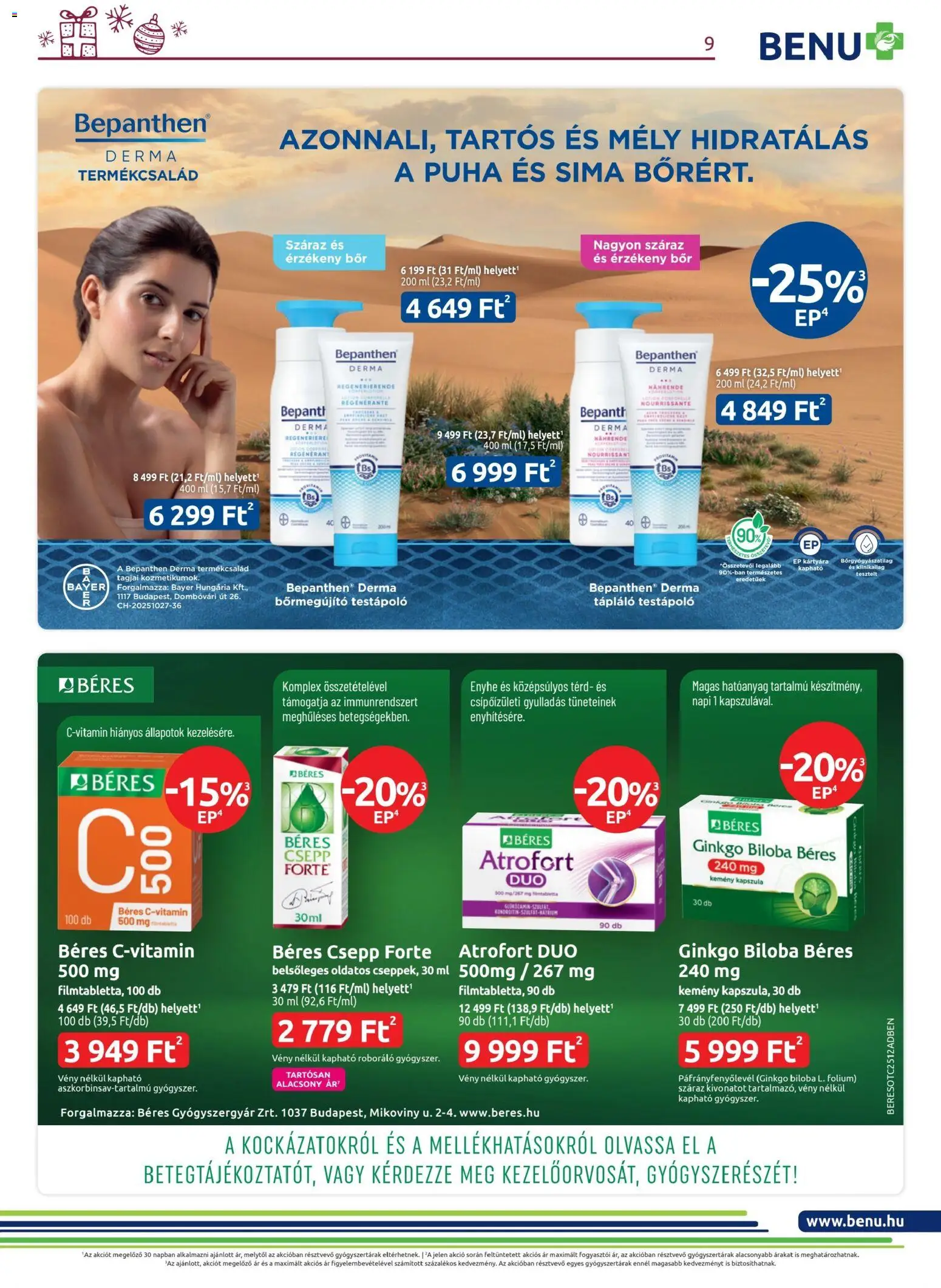 BENU Gyógyszertárak akciós ujság - amely érvényes a következő dátumtól: 01.12.2025 | Oldal: 9