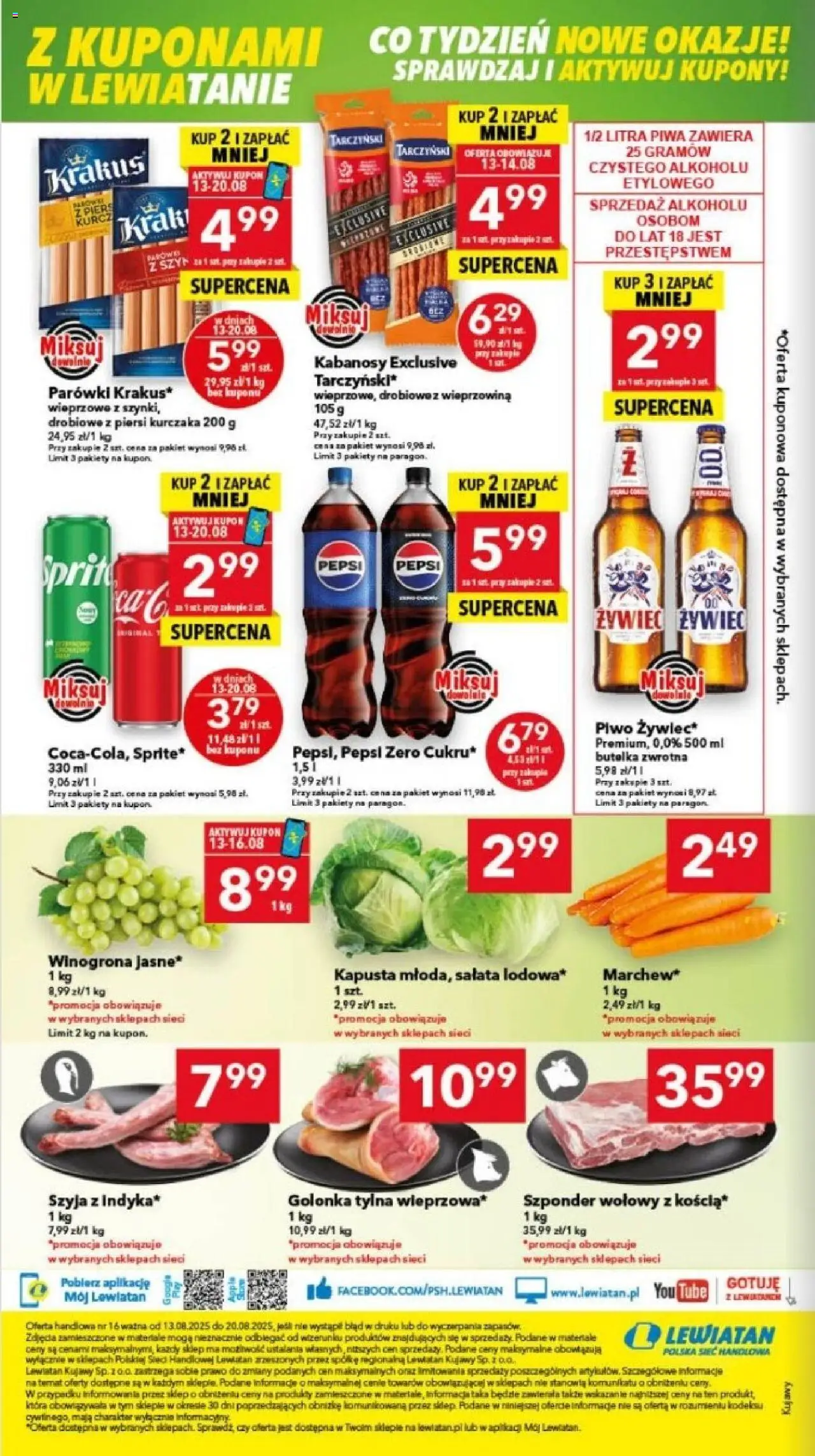 Lewiatan gazetka - Bydgoszcz od 13.08.2025 | Strona: 8 | Produkty: Kapusta, Piersi, Kabanosy, Piwo