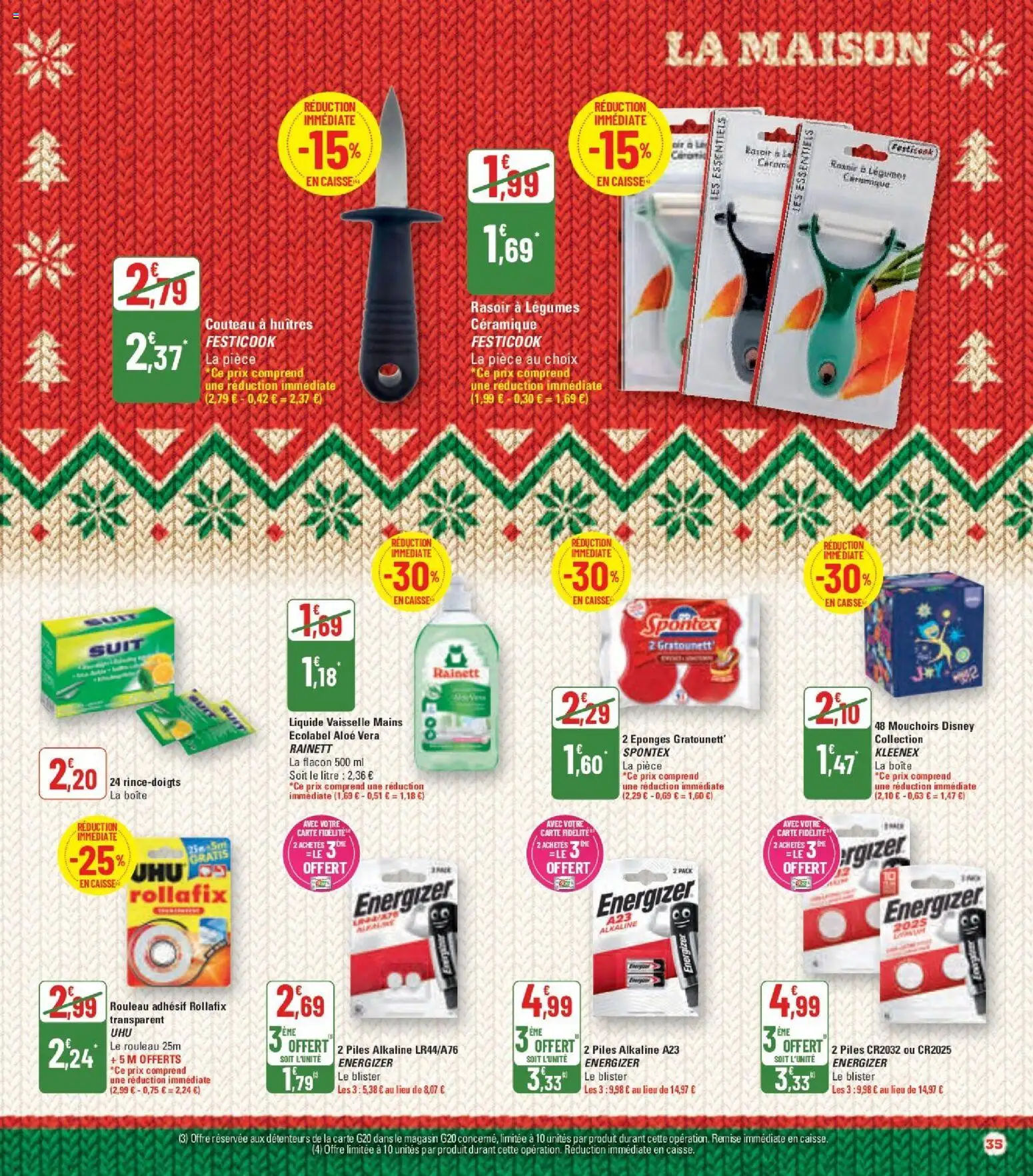 {H1} | Page: 36 | Produits: Couteau, Rouleau, Mouchoirs, Huîtres