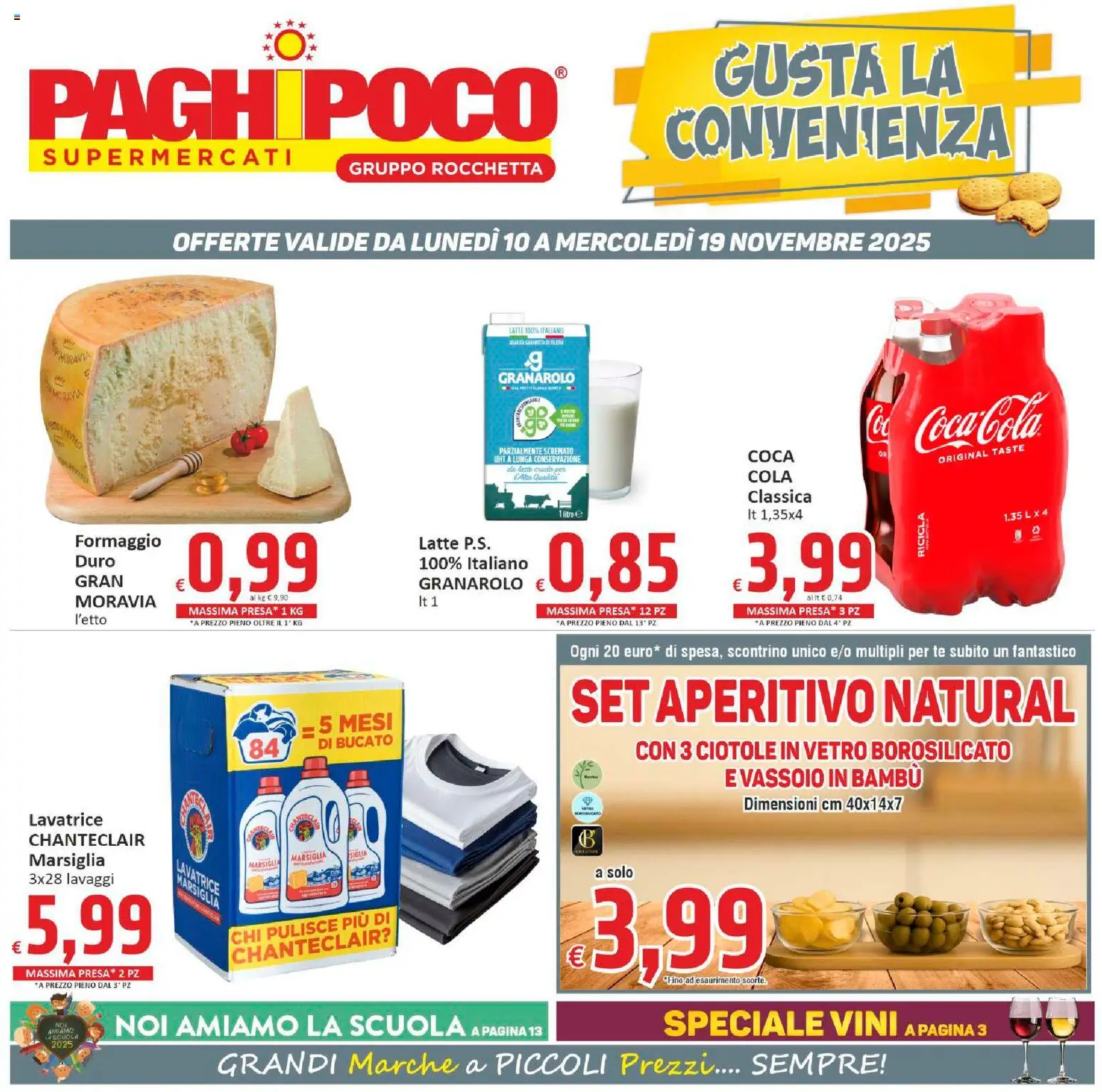 Volantino Paghi Poco del 10.11.2025 | Pagina: 1 | Prodotti: Tè, Formaggio, Lavatrice, Aperitivo