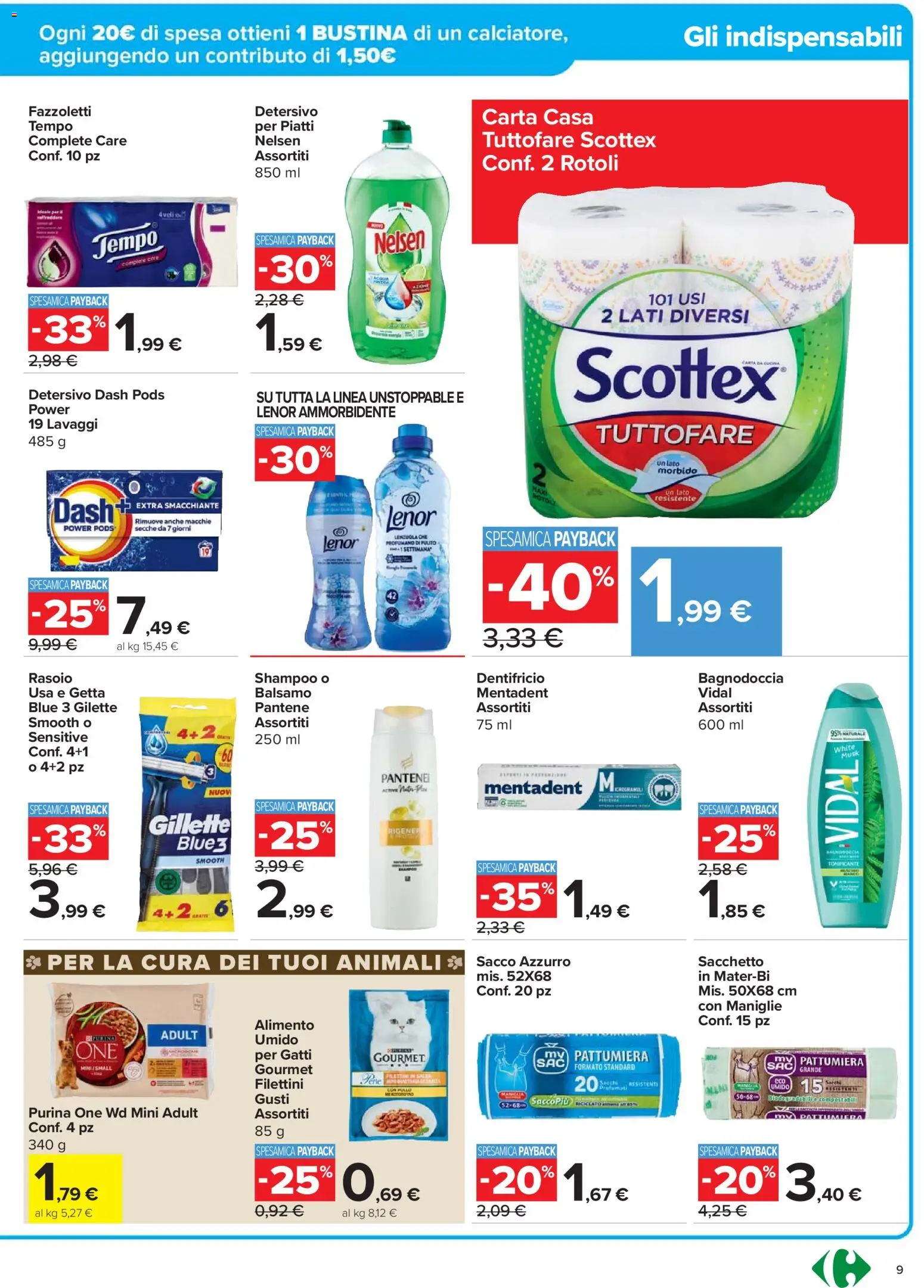 Volantino Carrefour del 20.11.2025 | Pagina: 9 | Prodotti: Balsamo, Ammorbidente, Fazzoletti, Salsa