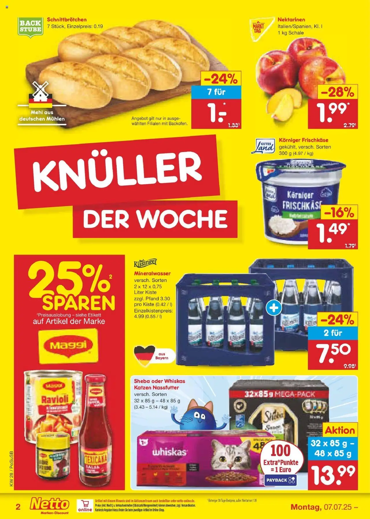 Netto Marken-Discount prospekt Regensburg	 - gültig ab dem 06.07.2025 | Seite: 2 | Produkte: Maggi, Nektarinen, Frischkase, Whiskas