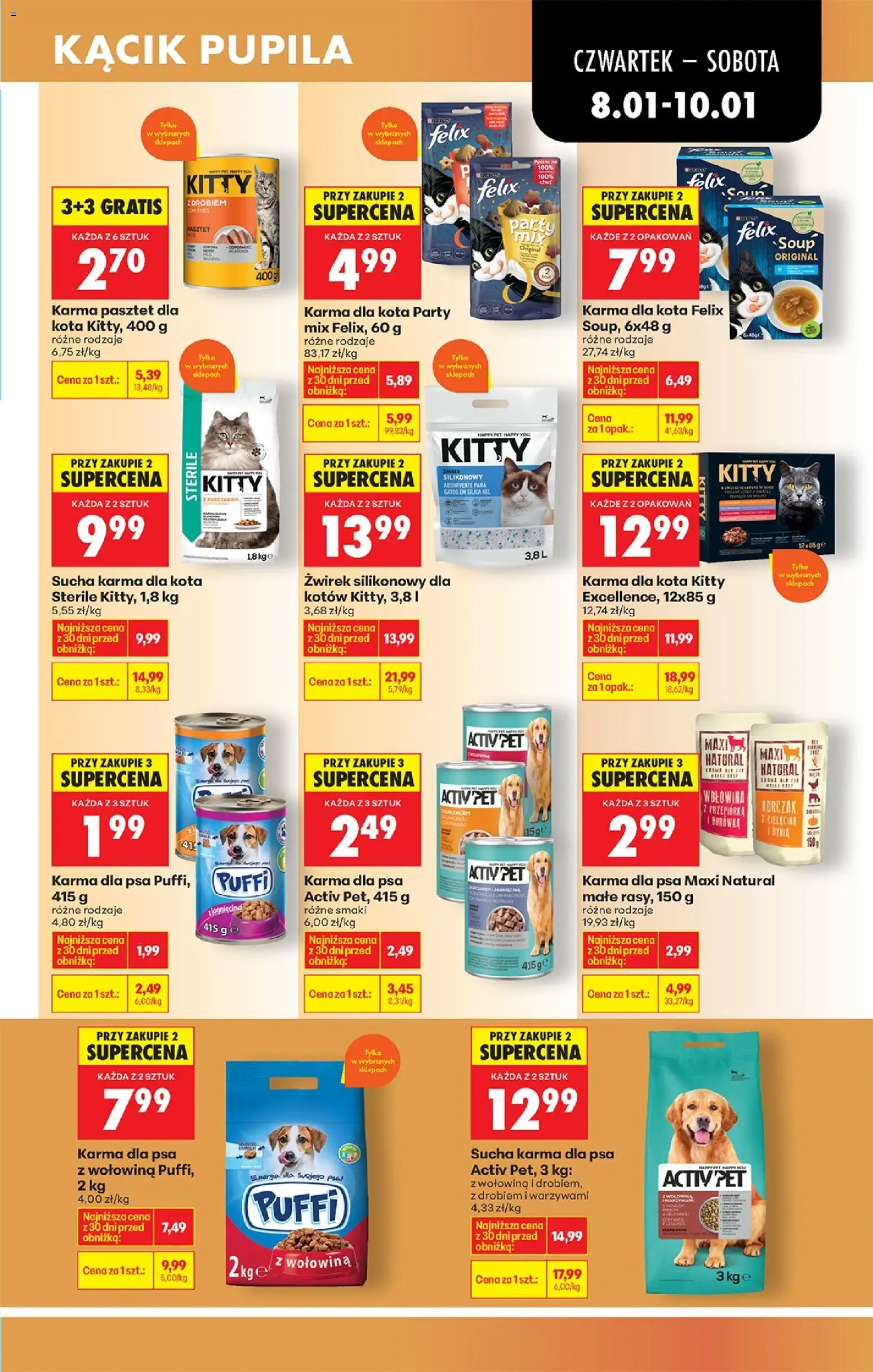 Biedronka gazetka - Oferta w tym tygodniu od 08.01.2026 | Strona: 71 | Produkty: Karma dla kota, Sucha karma dla psa, Activ pet karma, Przepiórka
