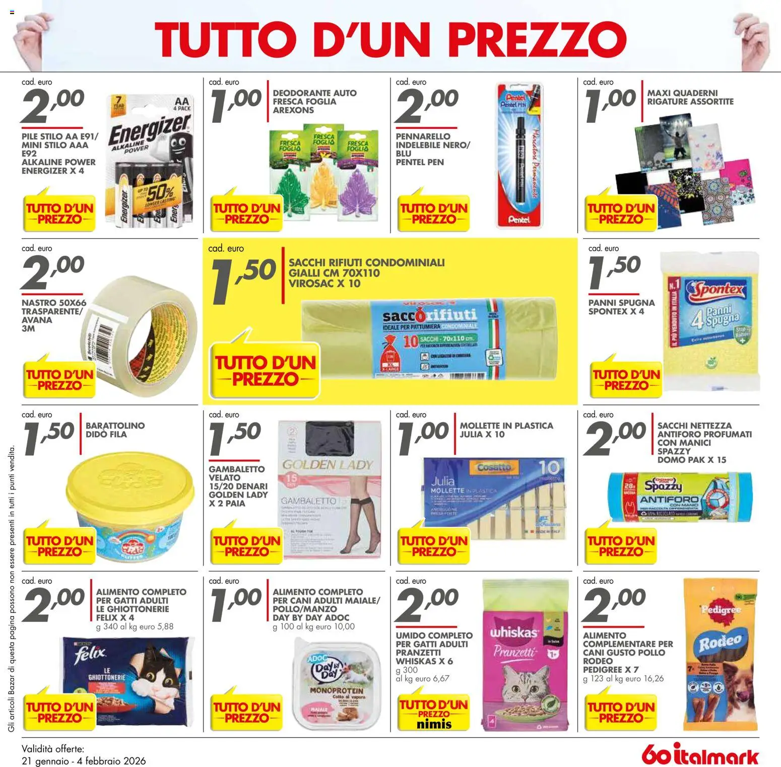 Volantino Italmark del 21.01.2026 | Pagina: 9 | Prodotti: Spugna, Deodorante auto, Pollo, Pattumiera