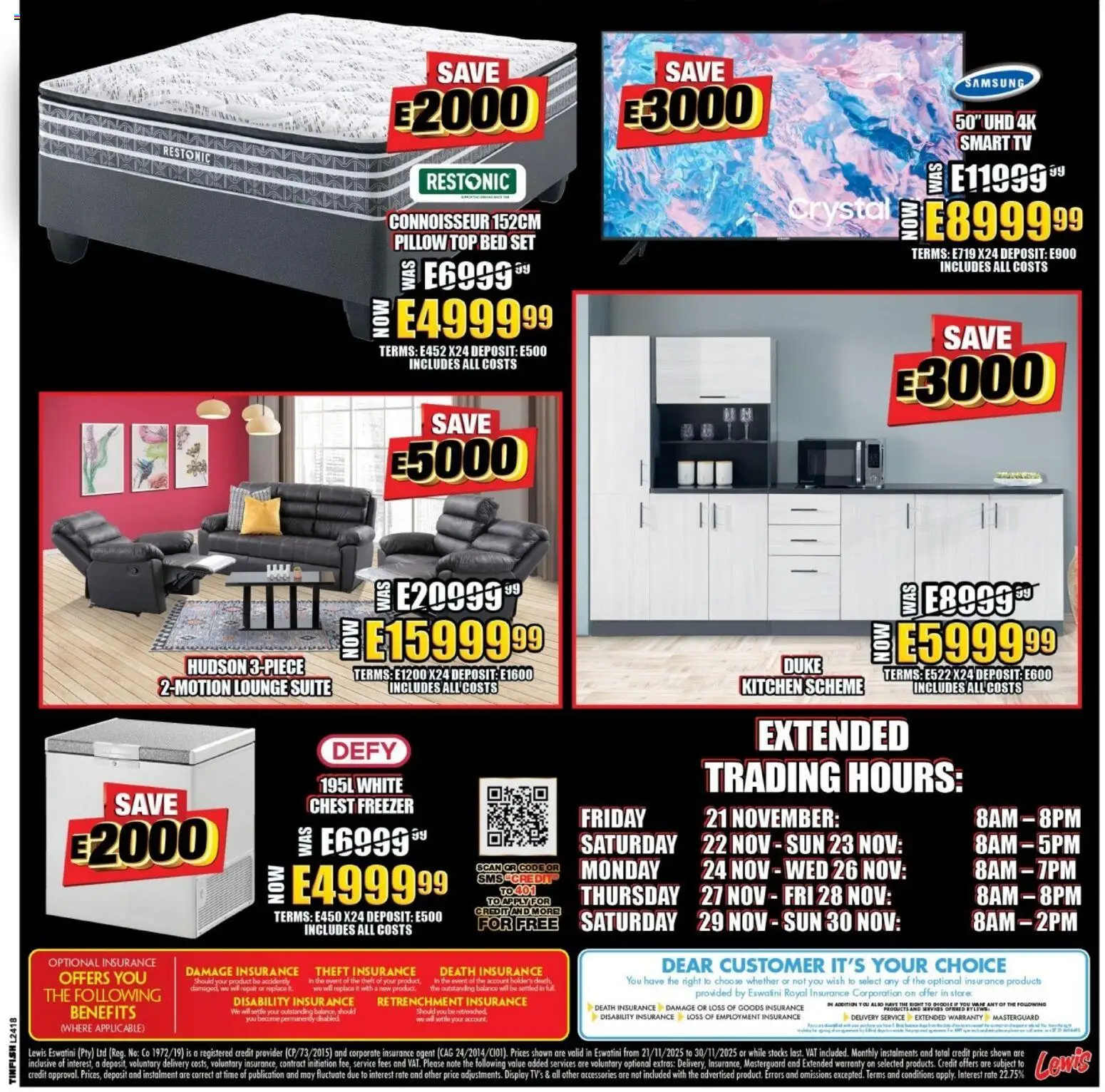 New Lewis Stores catalogue – valid from 21.11.2025 | Page: 3 | Products: Freezer, Pillow, TV, Chest freezer