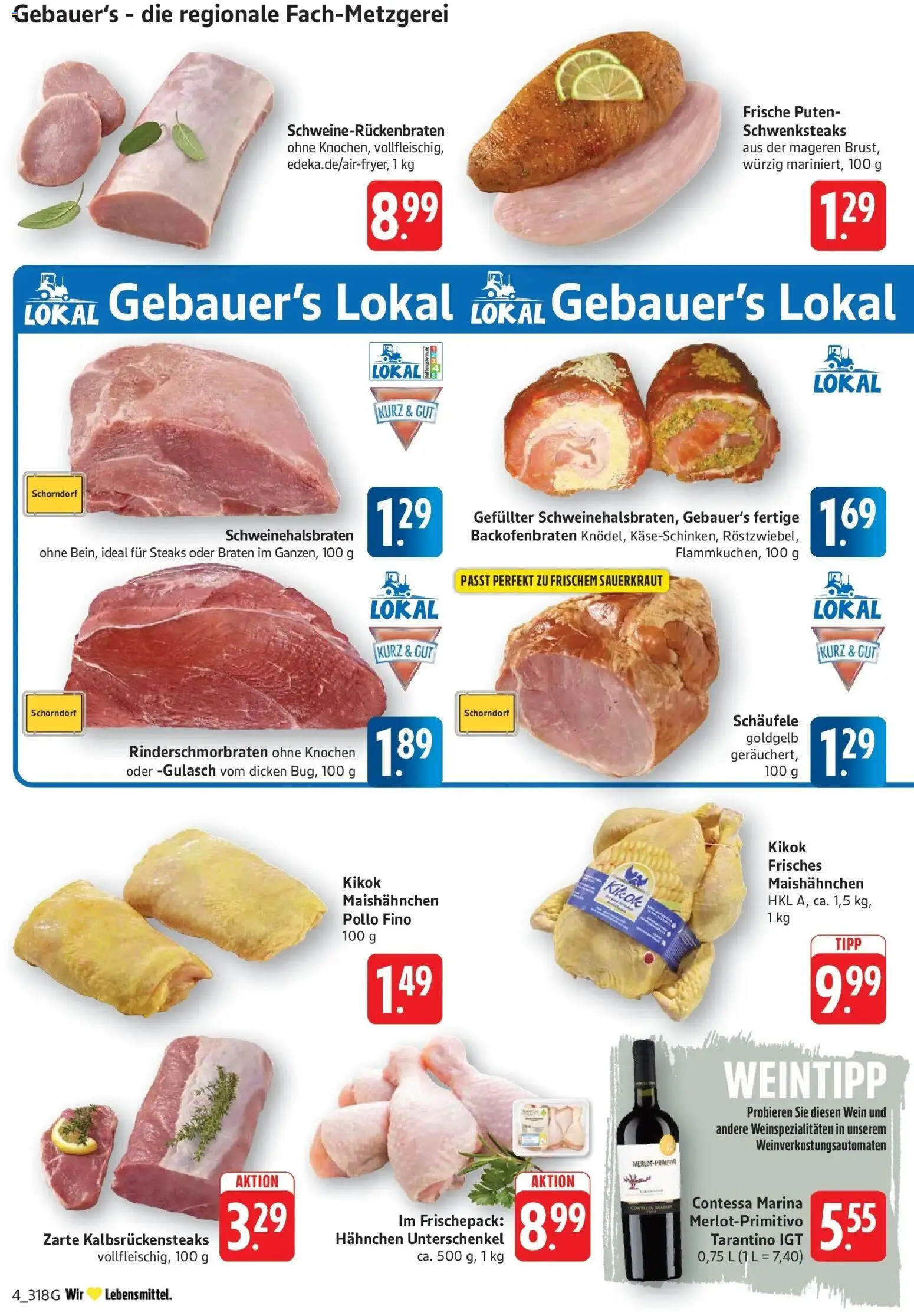 Edeka prospekt Göppingen	 – gültig ab 16.03.2026 | Seite: 4 | Produkte: Hahnchen, Gulasch, Wein