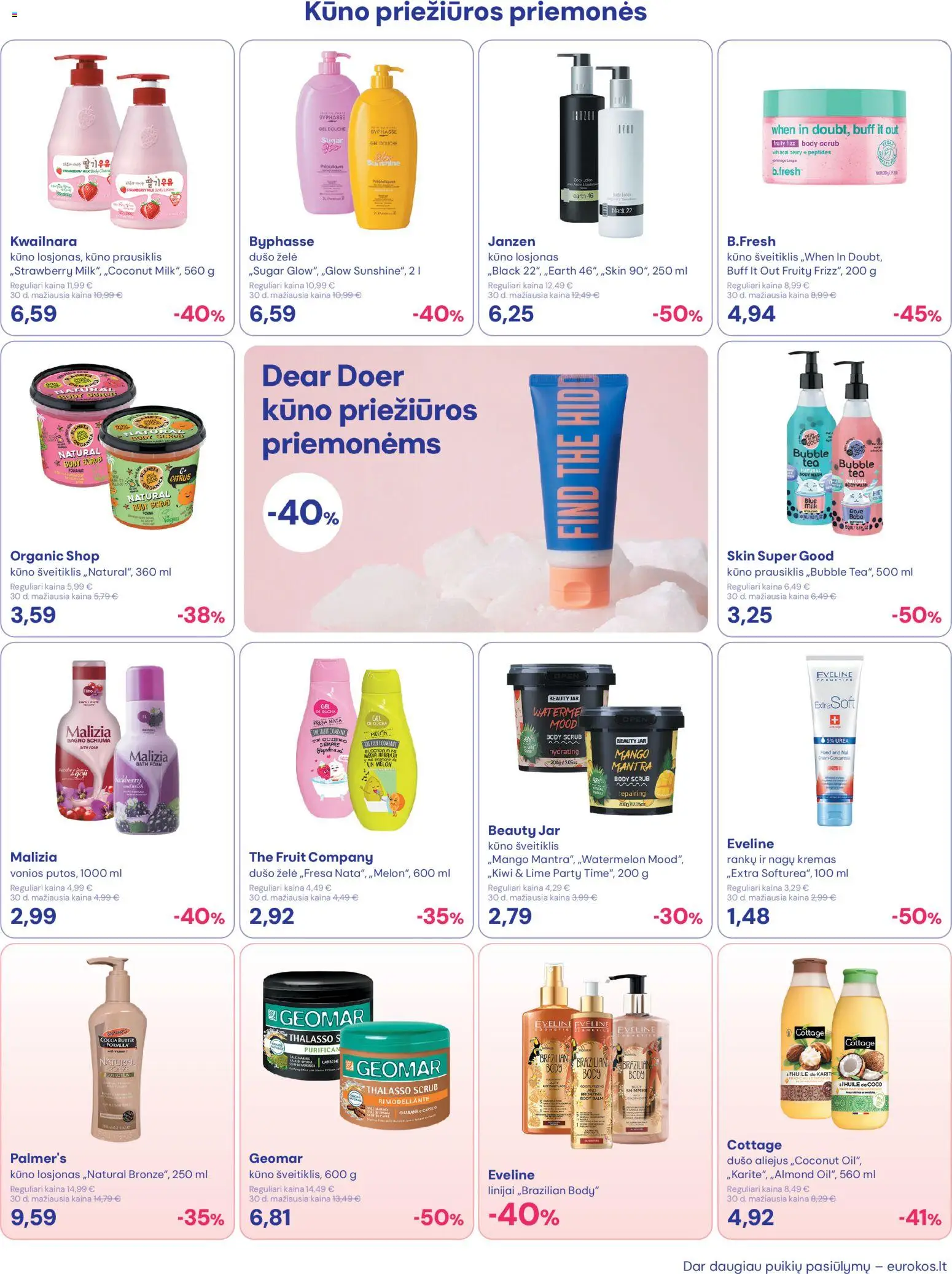 Eurokos akcijos nuo 30.04.2026 | Puslapis: 9 | Prekių: Kremas, Šveitiklis, Aliejus, Dušo želė
