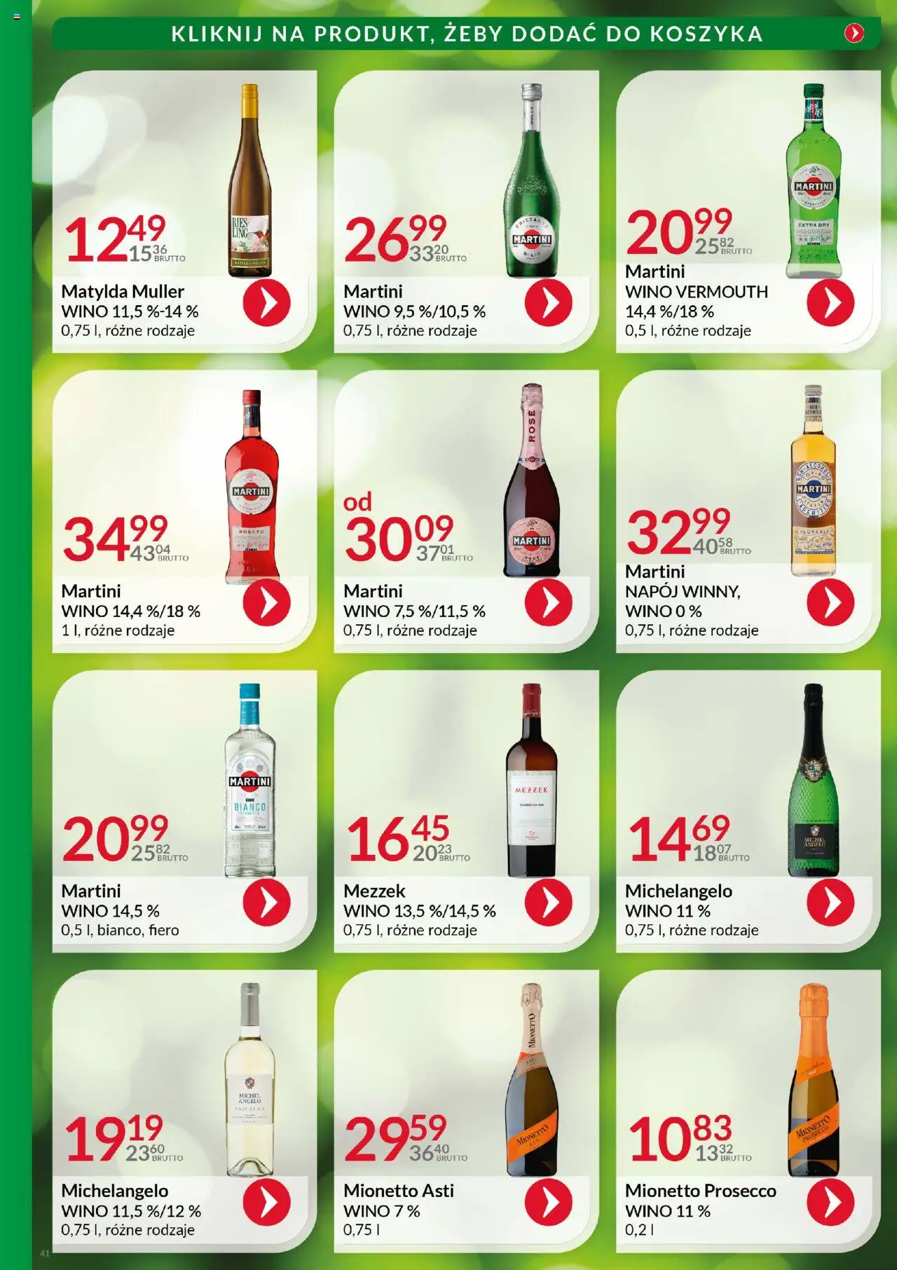 Eurocash Gazetka - Katalog Alkoholowy od 01.08.2025 | Strona: 41 | Produkty: Martini, Mionetto prosecco, Wino, Prosecco