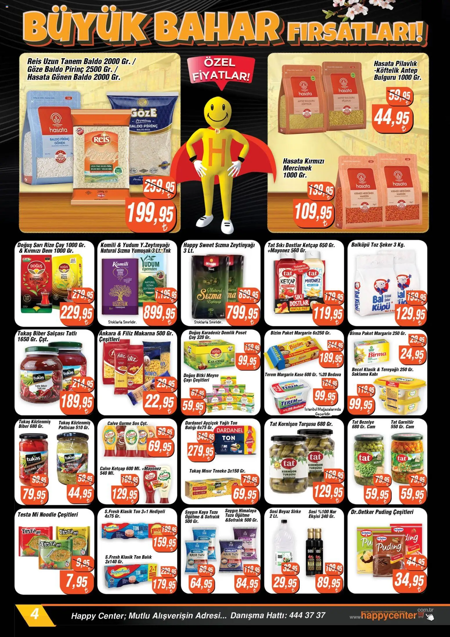 Happy Center Katalog - 08.04.2026 tarihinden itibaren geçerlidir | Sayfa: 4 | Ürünler: Makarna, Ketçap, Toz şeker, Demlik