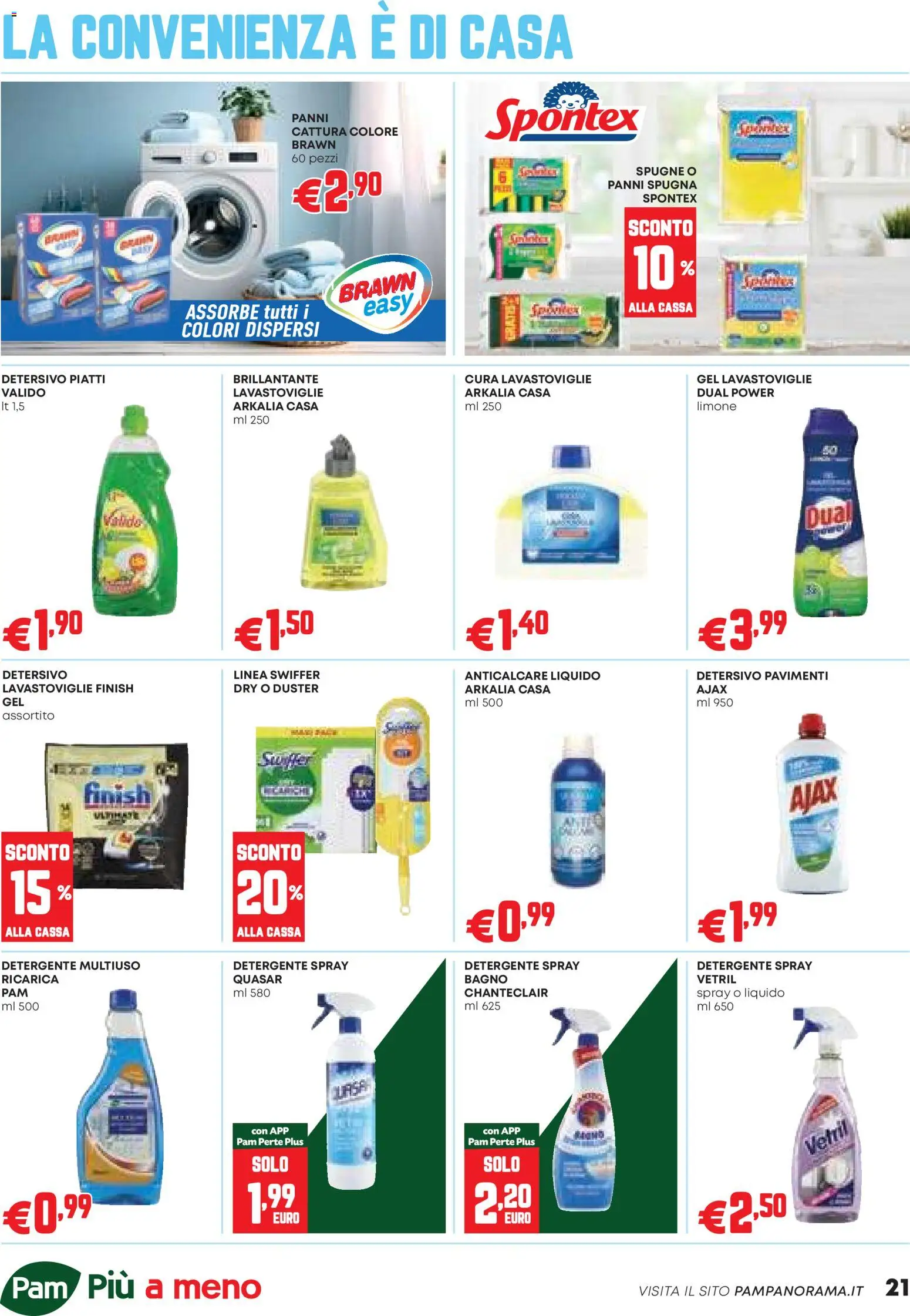 Volantino PAM del 23.10.2025 | Pagina: 21 | Prodotti: Spugna, Detergente, Anticalcare, Limone