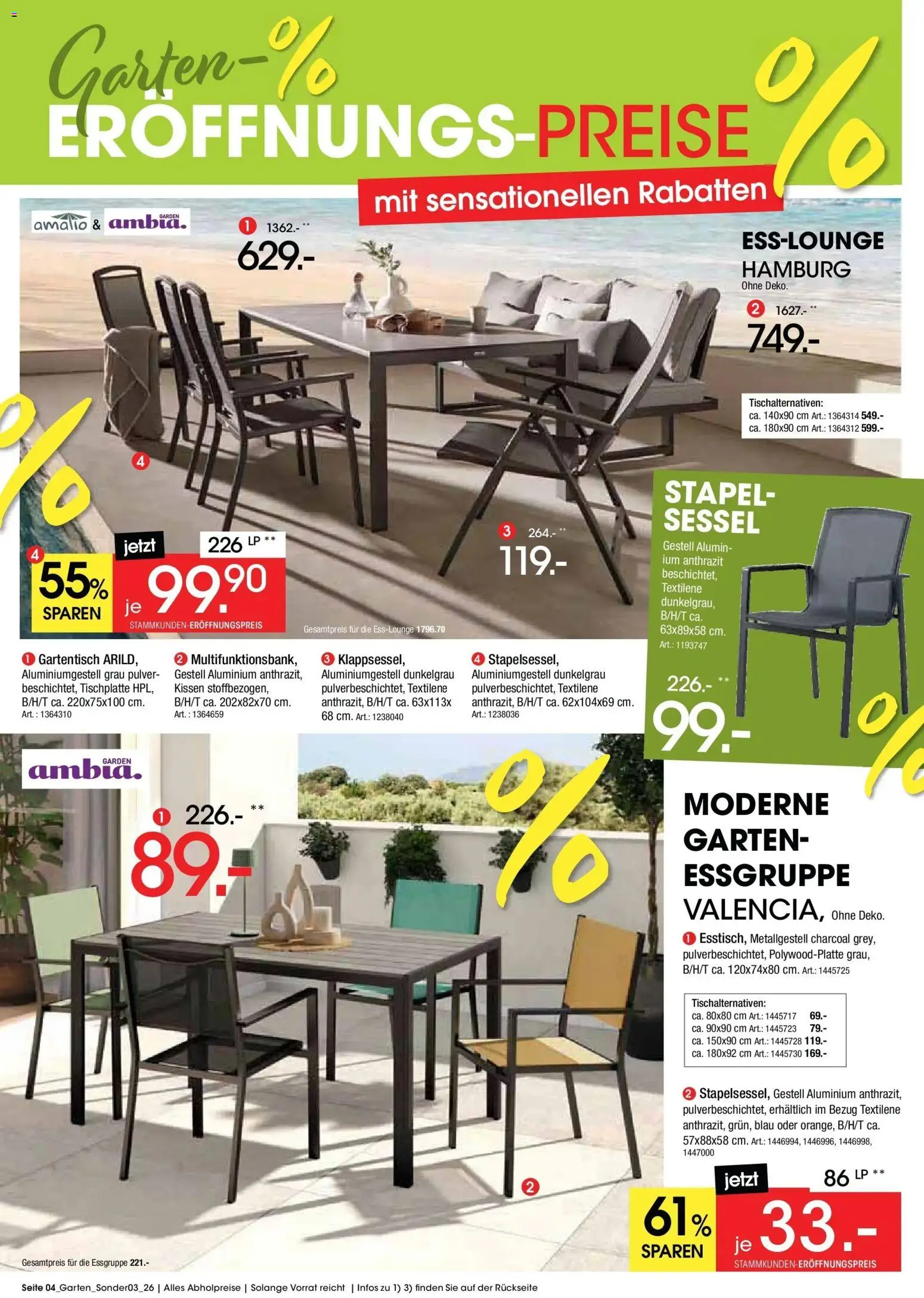 Zurbrüggen Eröffnungs-Preise – gültig ab 27.04.2026 | Seite: 4 | Produkte: Kissen, Essgruppe, Sessel