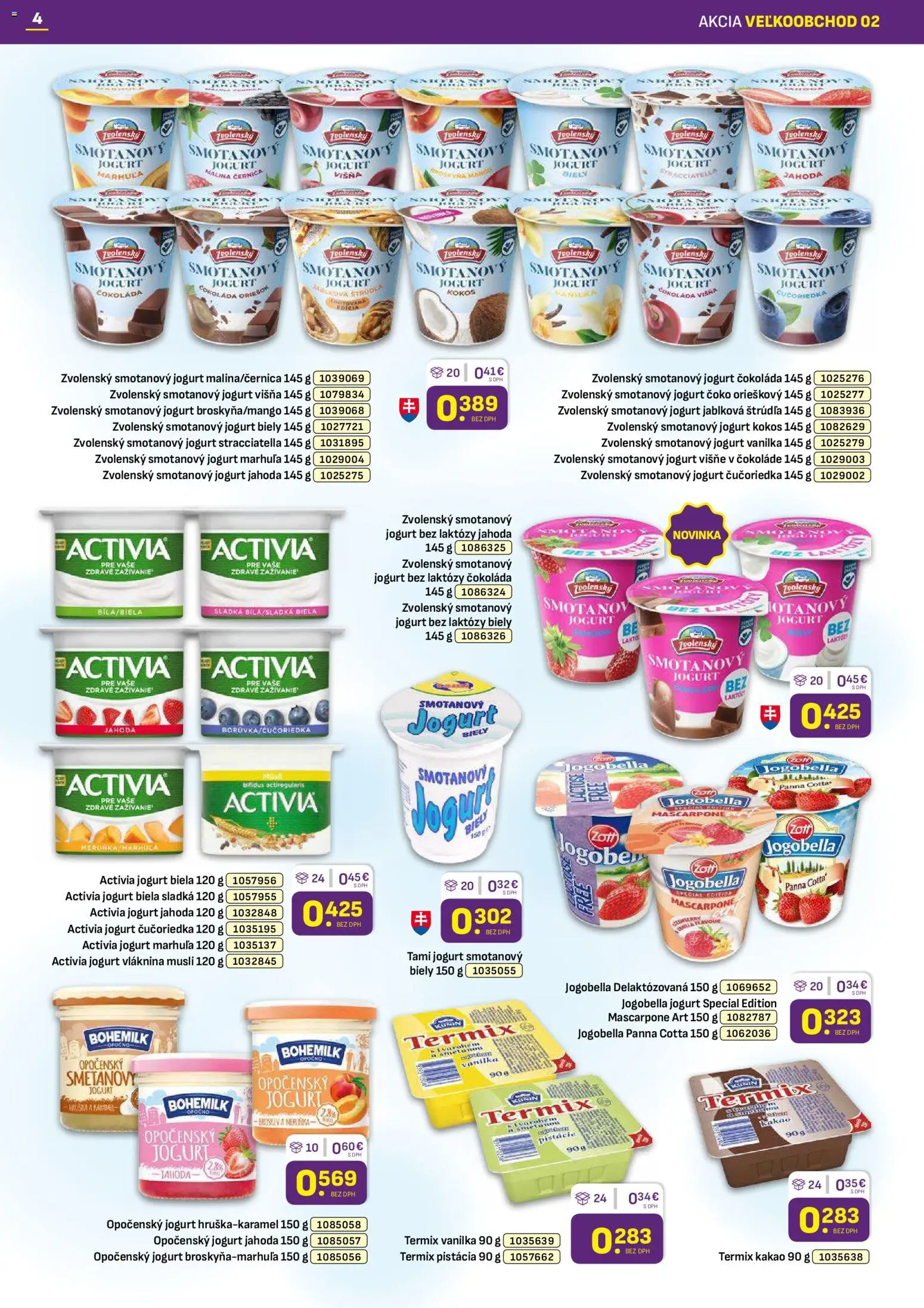 Nové Libex akcie – leták je platný od 19.01.2026 | Strana: 4 | Produkty: Jogurt, Biely jogurt, Mascarpone, Kakao