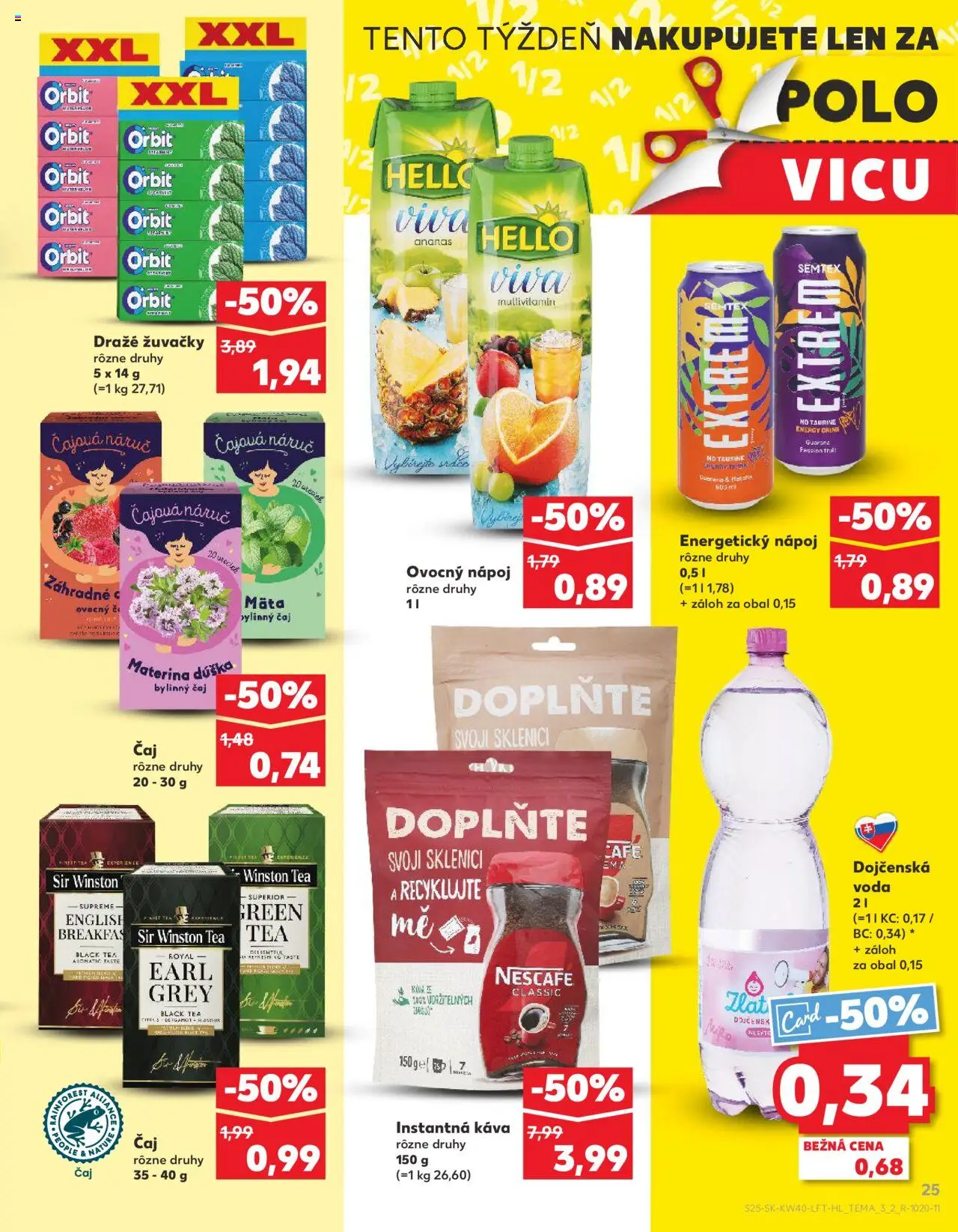 Nové Kaufland akcie – leták je platný od 02.10.2025 | Strana: 25 | Produkty: Čaj, Voda, Video, Energetický nápoj
