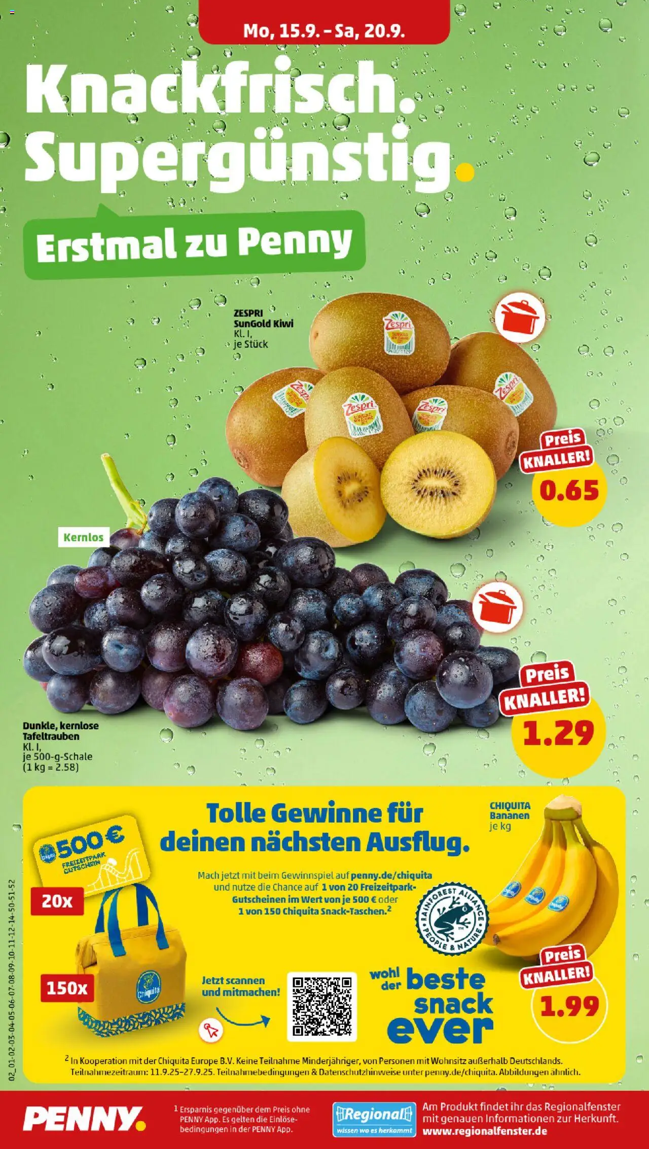 Penny Prospekt 	 – gültig ab 15.09.2025 | Seite: 2 | Produkte: Bananen, Kiwi