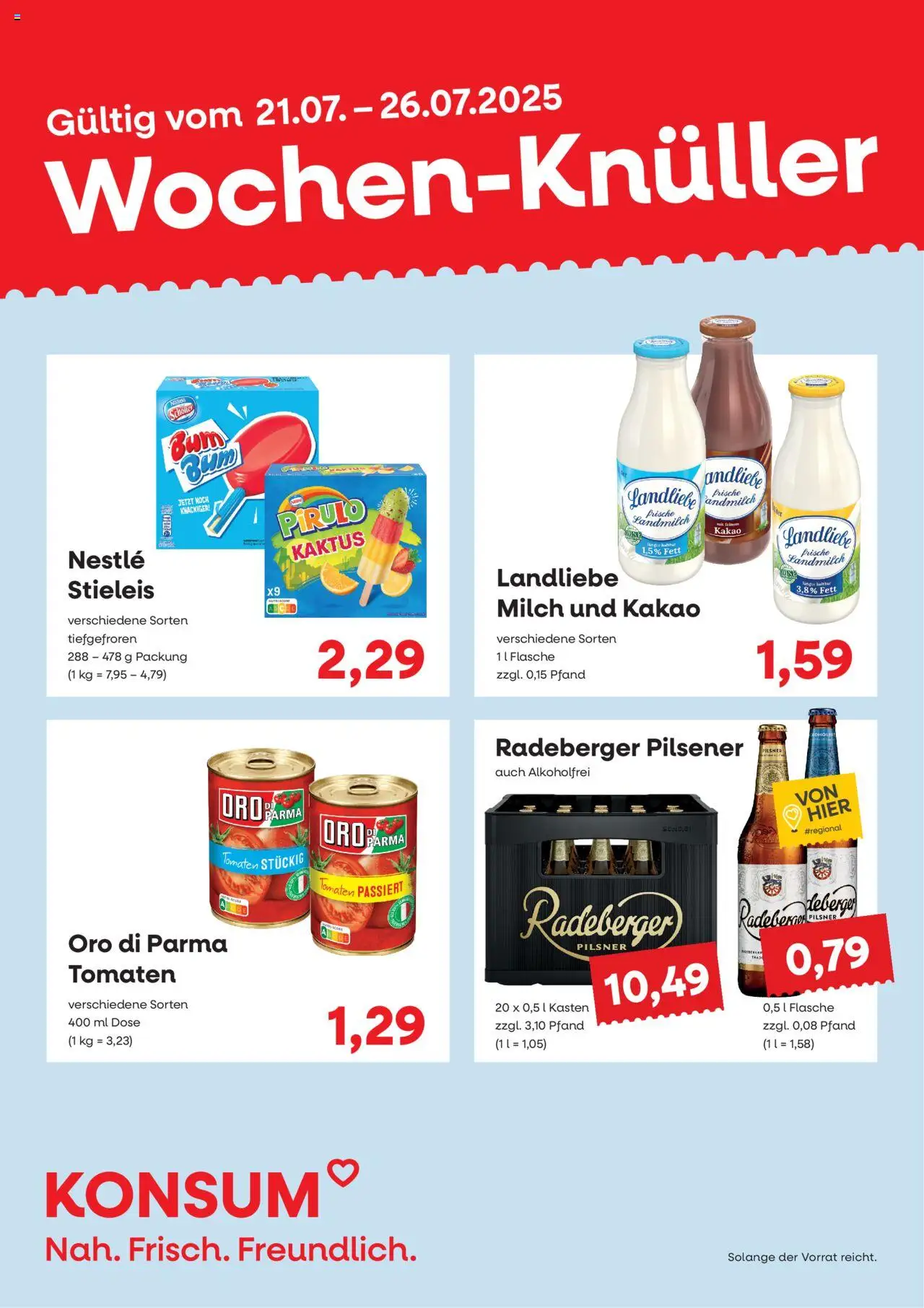 KONSUM Leipzig Prospekt - gültig ab dem 21.07.2025 | Seite: 3 | Produkte: Milch, Tomaten, Oro di parma