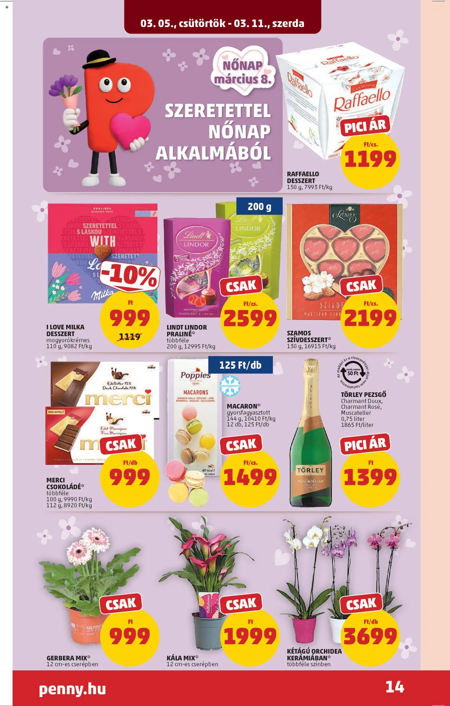 PENNY akciós ujság - amely érvényes a következő dátumtól: 05.03.2026 | Oldal: 18 | Termékek: Orchidea, Raffaello, Pezsgő, Marcipan