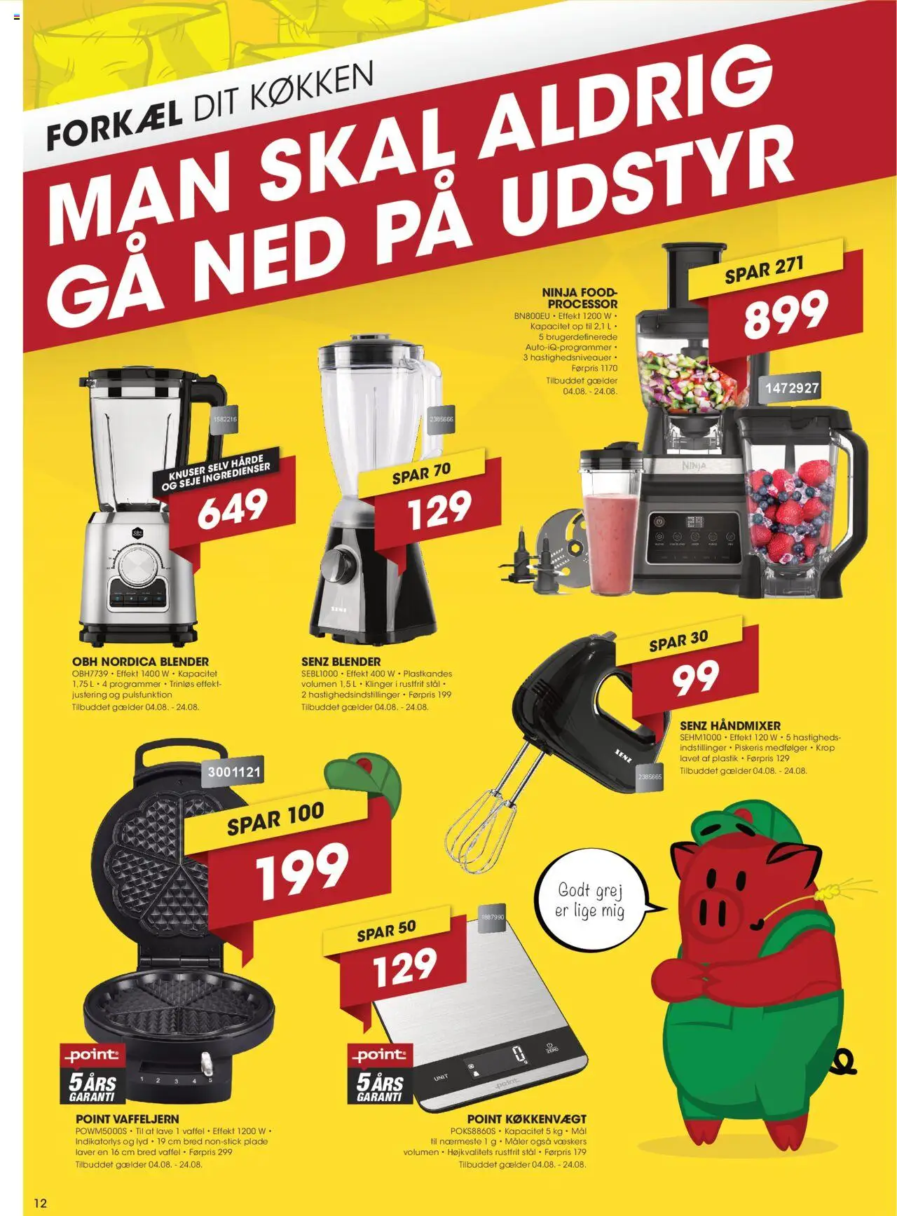 Punkt1 Tilbudsavis gyldig fra 04.08.2025 | Side: 12 | Produkter: Processor, Køkkenvægt, Piskeris