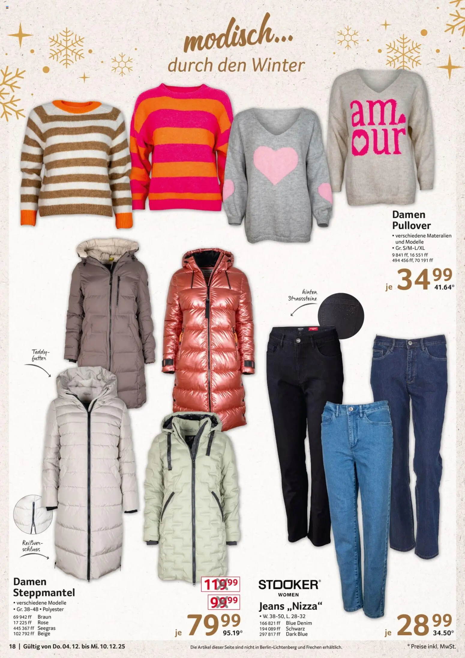 Selgros  Non Food – gültig ab 04.12.2025 | Seite: 18 | Produkte: Steppmantel, Pullover, Jeans