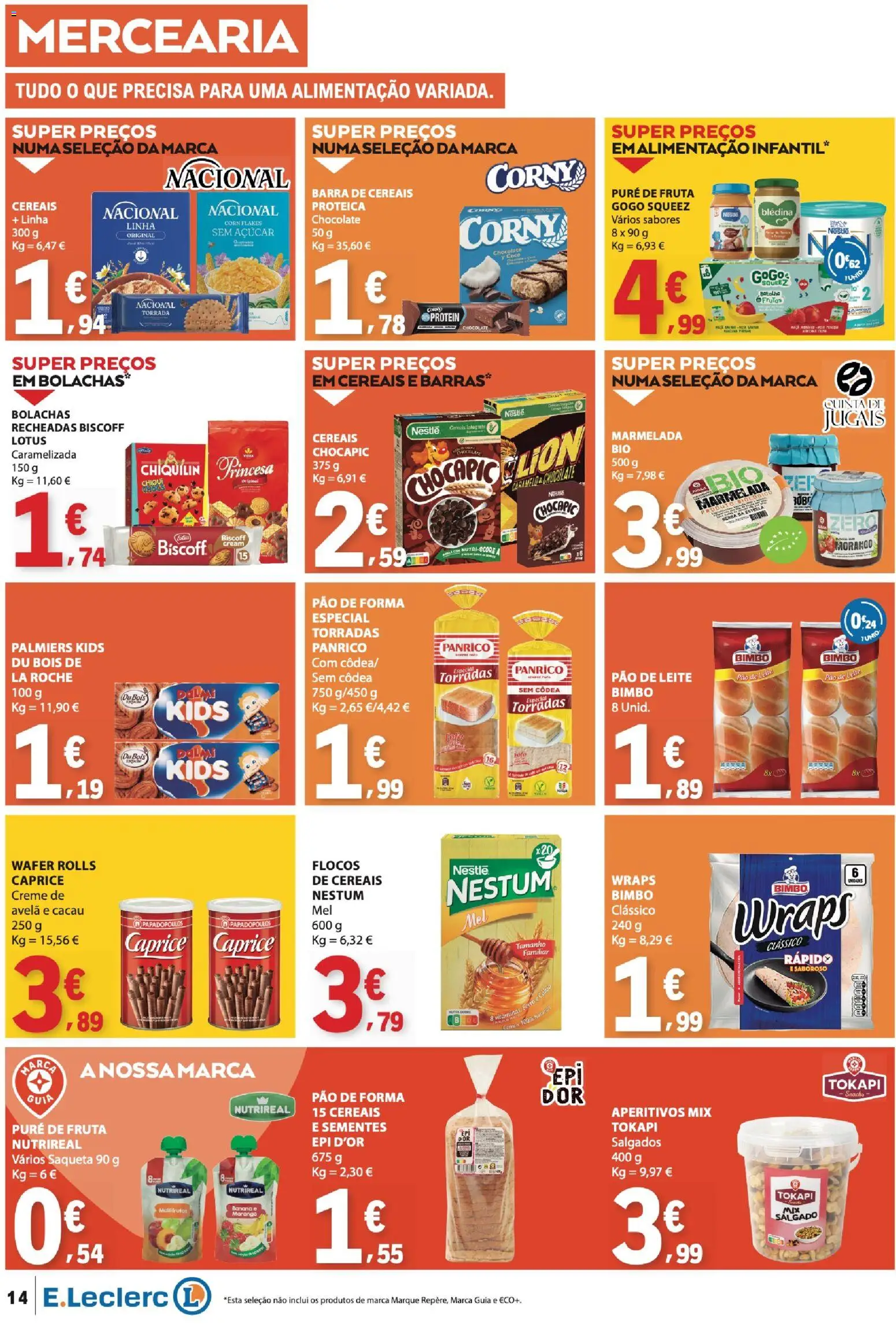 E.Leclerc folheto │ válido de 16.04.2026 | Página: 14 | Produtos: Banana, Açúcar, Cereais, Flocos